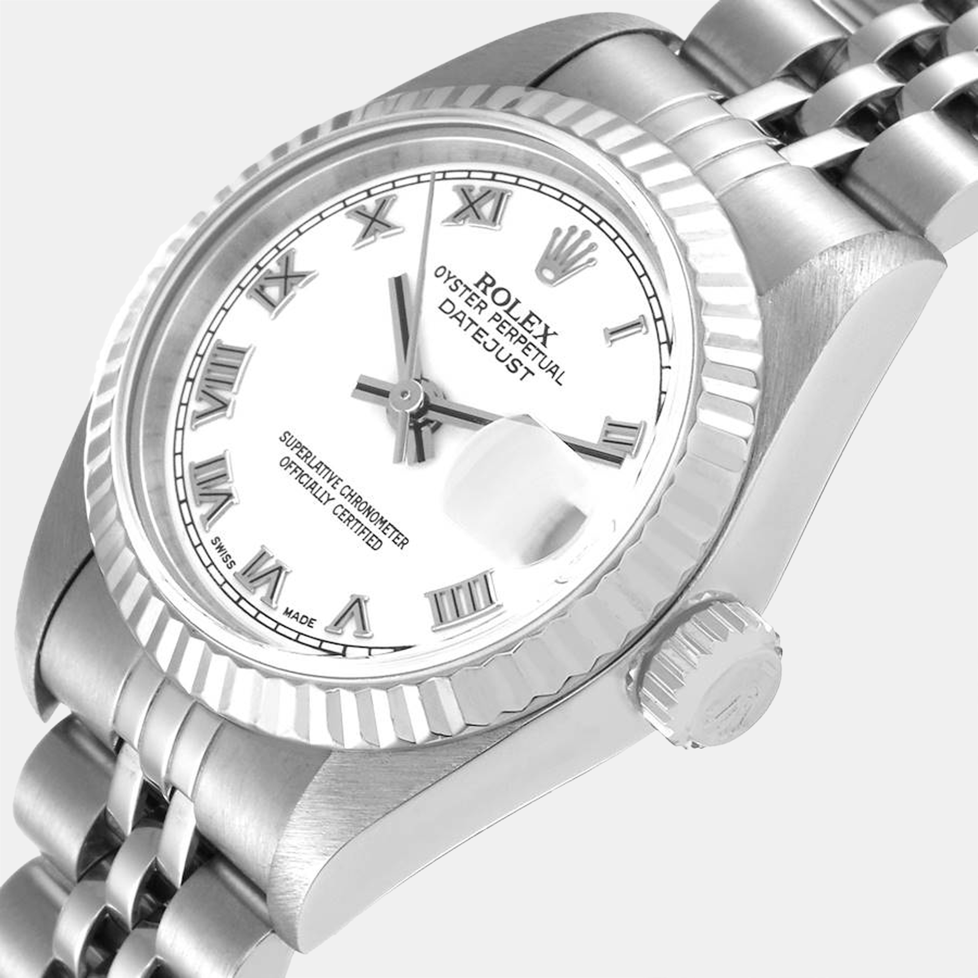 

Rolex White 18K White Gold And Stainless Steel Datejust 79174 Women's Wristwatch 26 mm