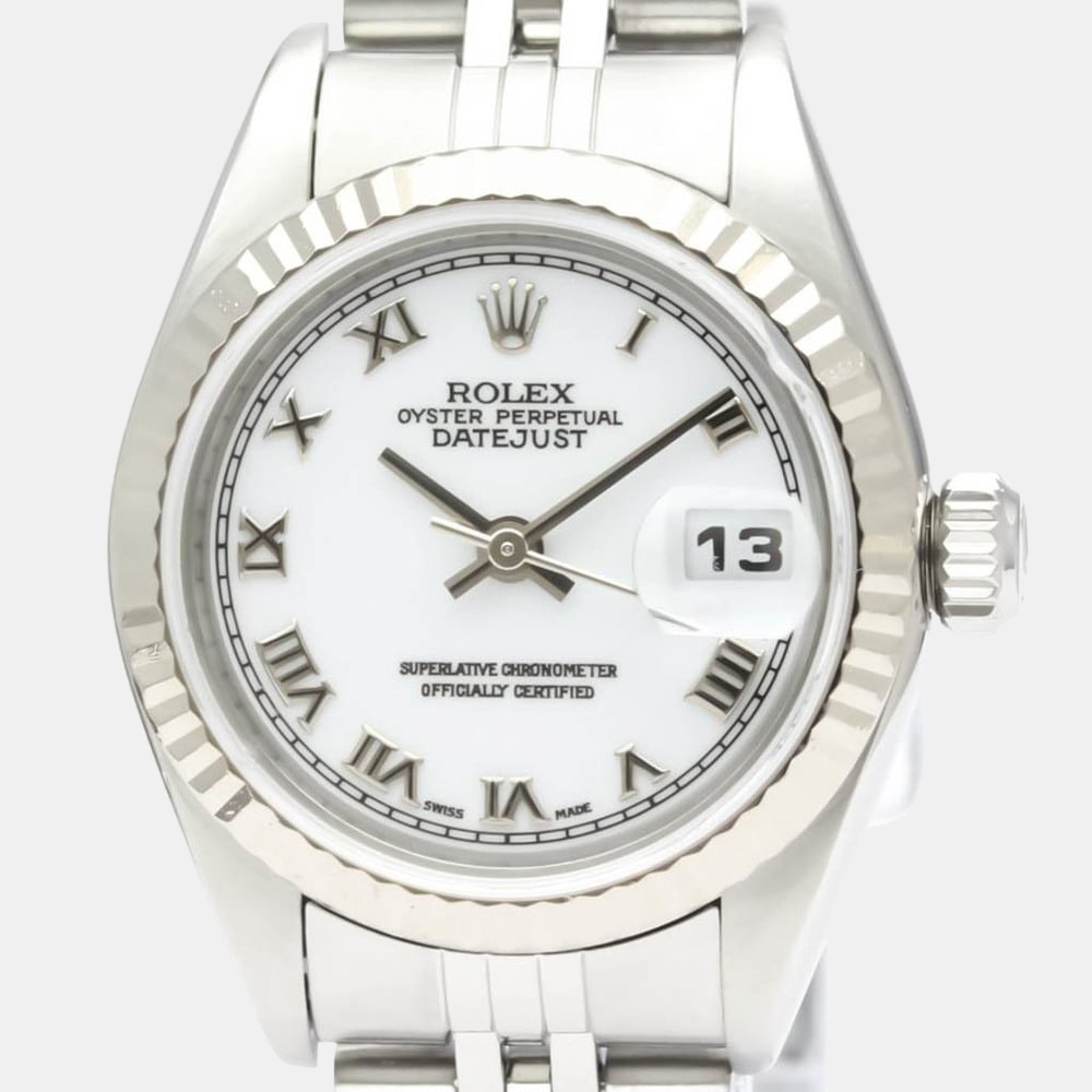 

Rolex White 18k White Gold And Stainless Steel Datejust 79174 Automatic Women's Wristwatch 26 mm