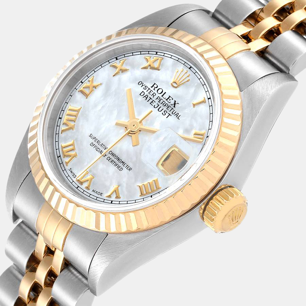 

Rolex Mother of Pearl 18k Yellow Gold And Stainless Steel Datejust 79173 Automatic Women's Wristwatch 26 mm, White