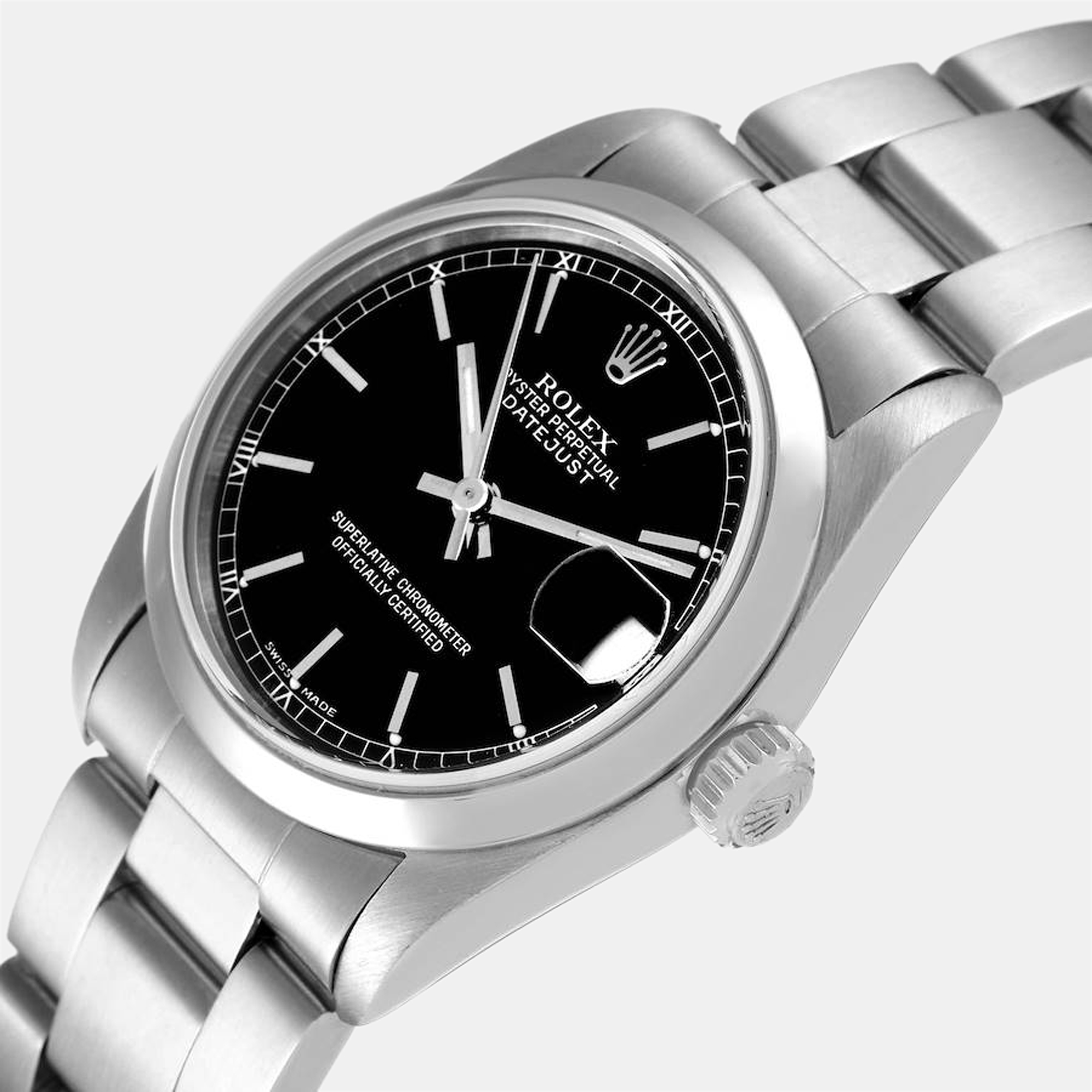 

Rolex Black Stainless Steel Datejust 78240 Automatic Women's Wristwatch 31 mm