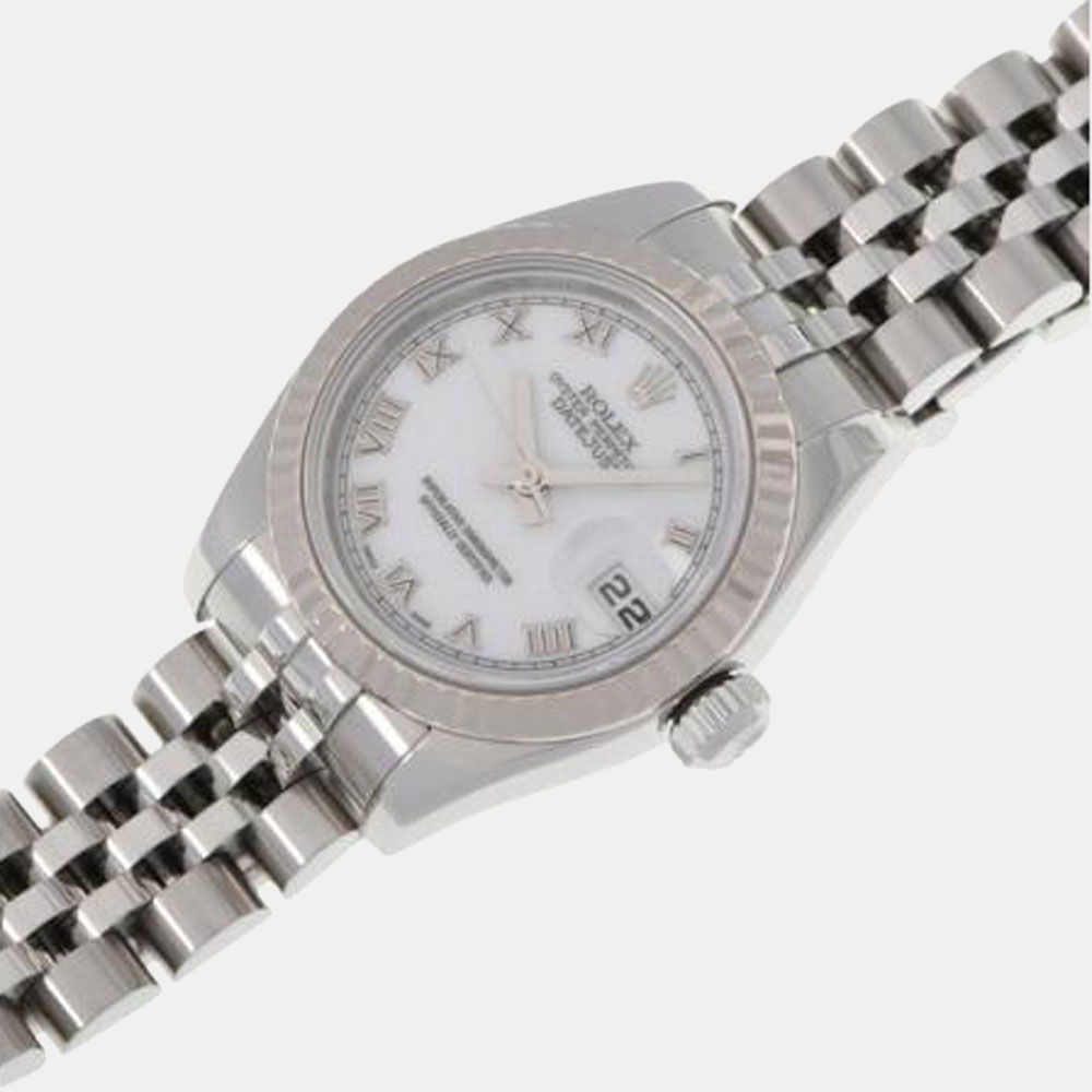 

Rolex White 18k White Gold And Stainless Steel Datejust 179174 Automatic Women's Wristwatch 26 mm