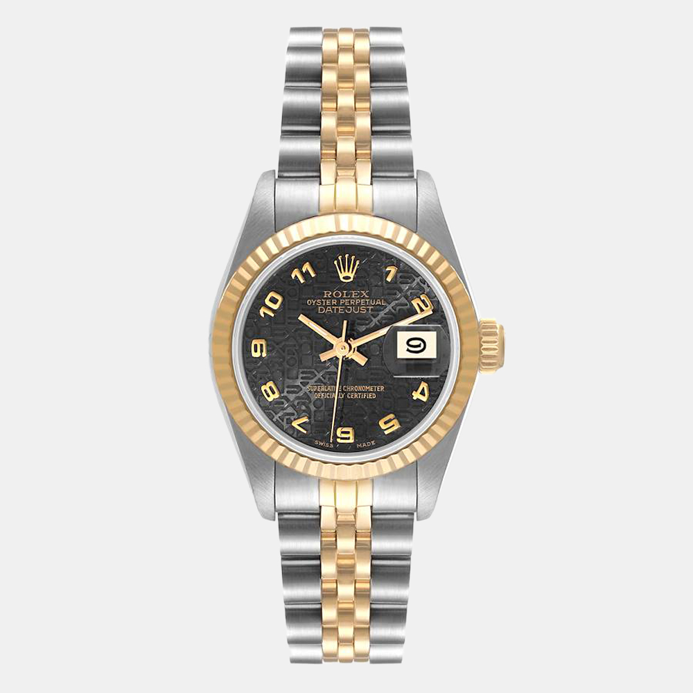 Grey 18k Yellow Gold And Stainless Steel Datejust 69173 Automatic Women's Wristwatch 26 mm