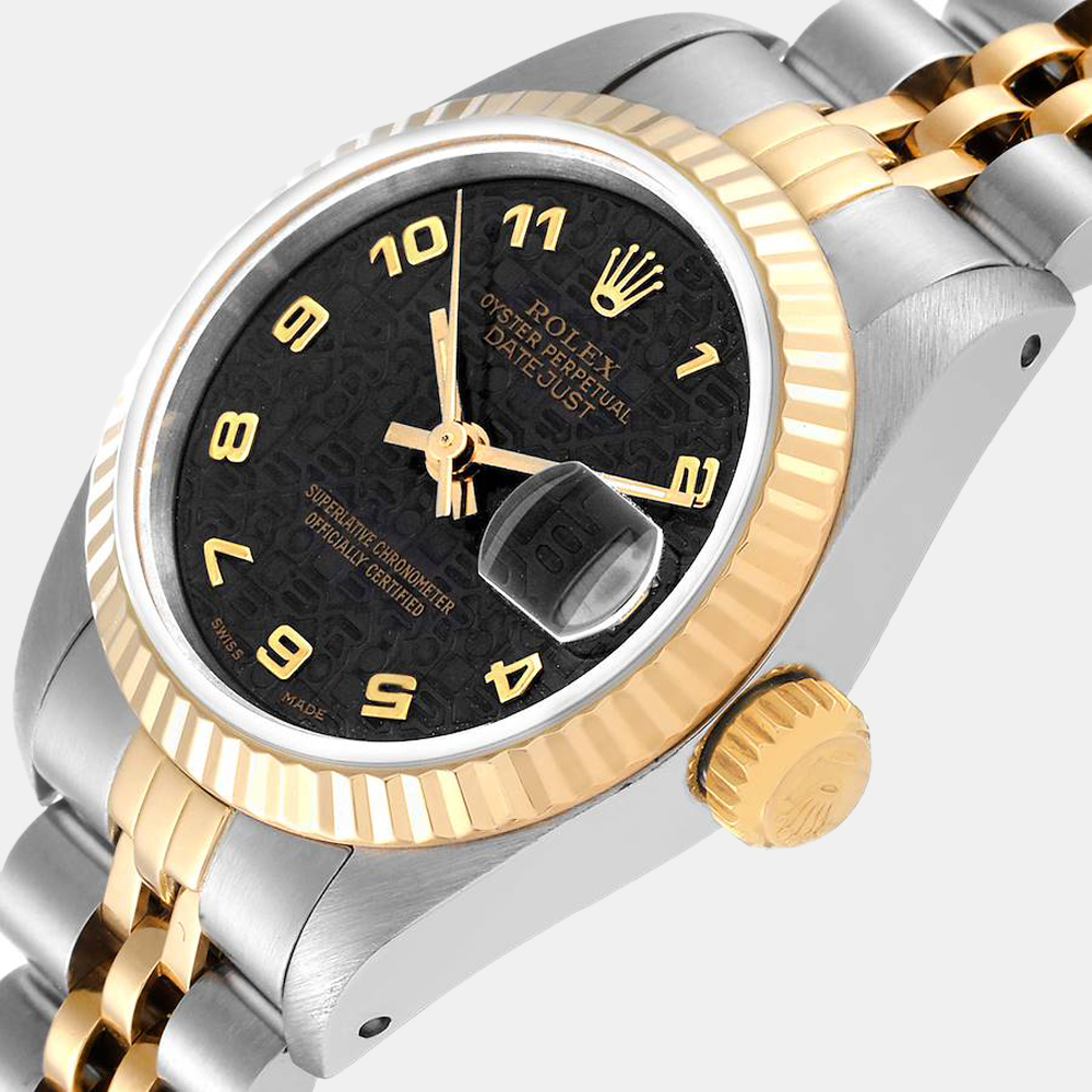 

Rolex Grey 18k Yellow Gold And Stainless Steel Datejust 69173 Automatic Women's Wristwatch 26 mm