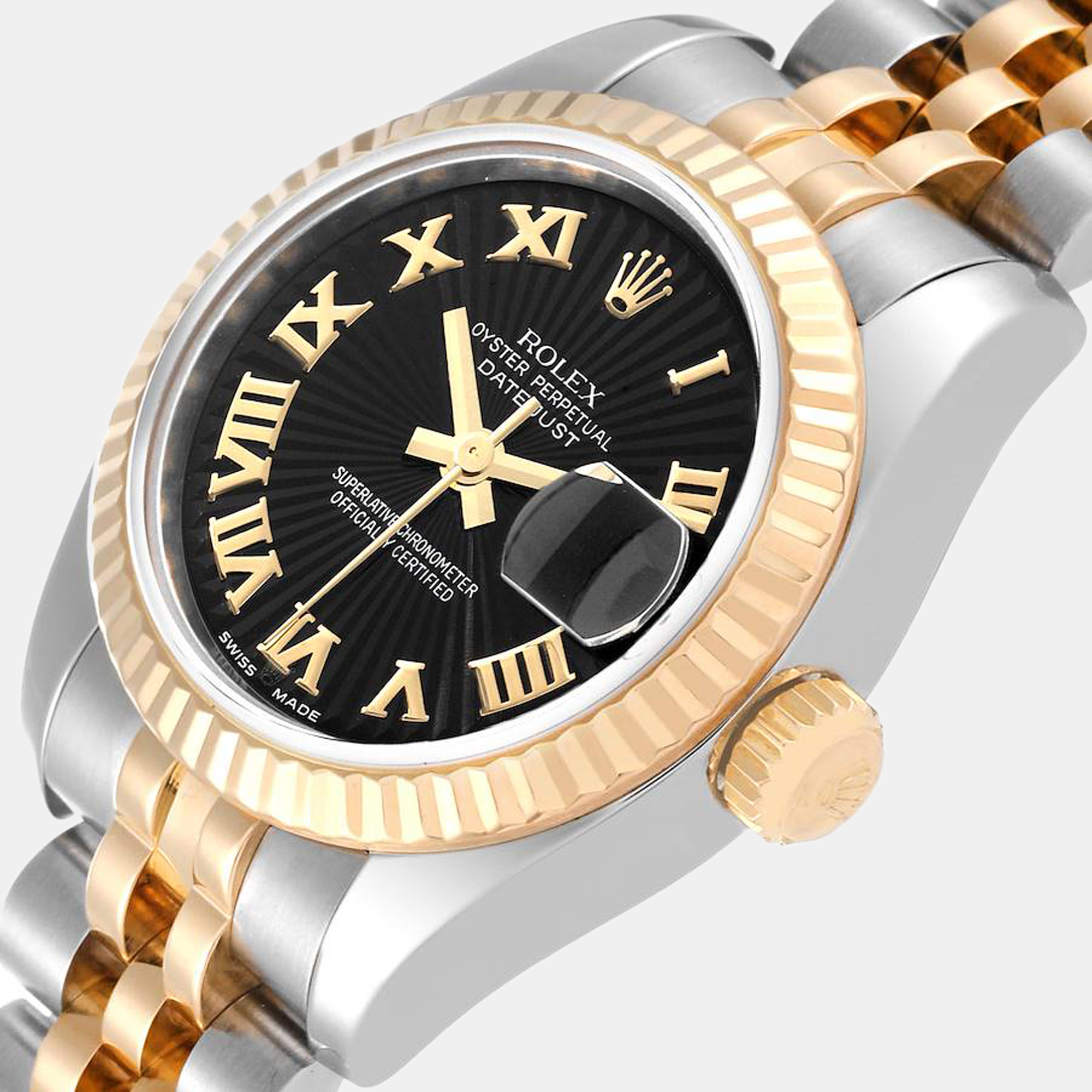 

Rolex Black 18k Yellow Gold And Stainless Steel Datejust 179173 Automatic Women's Wristwatch 26 mm