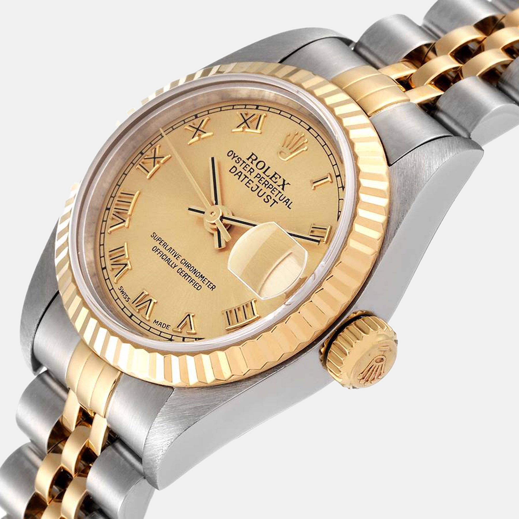 

Rolex Champagne 18k Yellow Gold And Stainless Steel Datejust 79173 Automatic Women's Wristwatch 26 mm