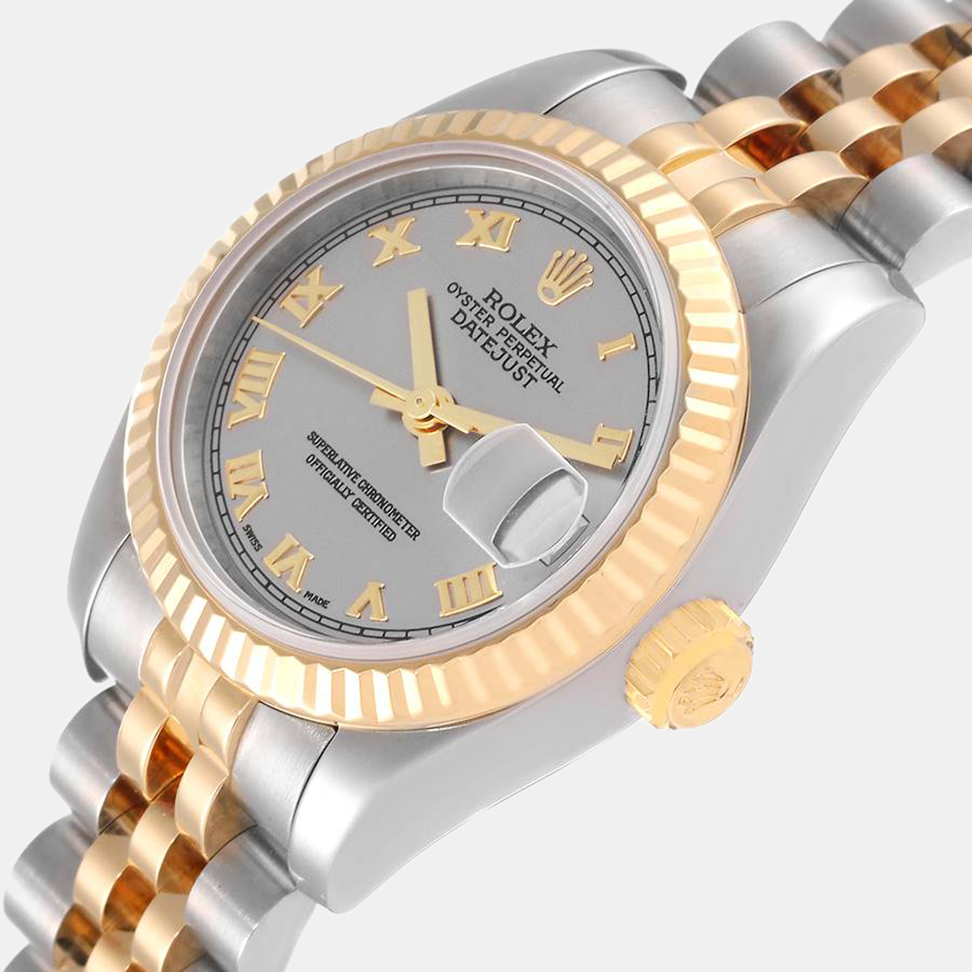 

Rolex Grey 18k Yellow Gold And Stainless Steel Datejust 179173 Automatic Women's Wristwatch 26 mm