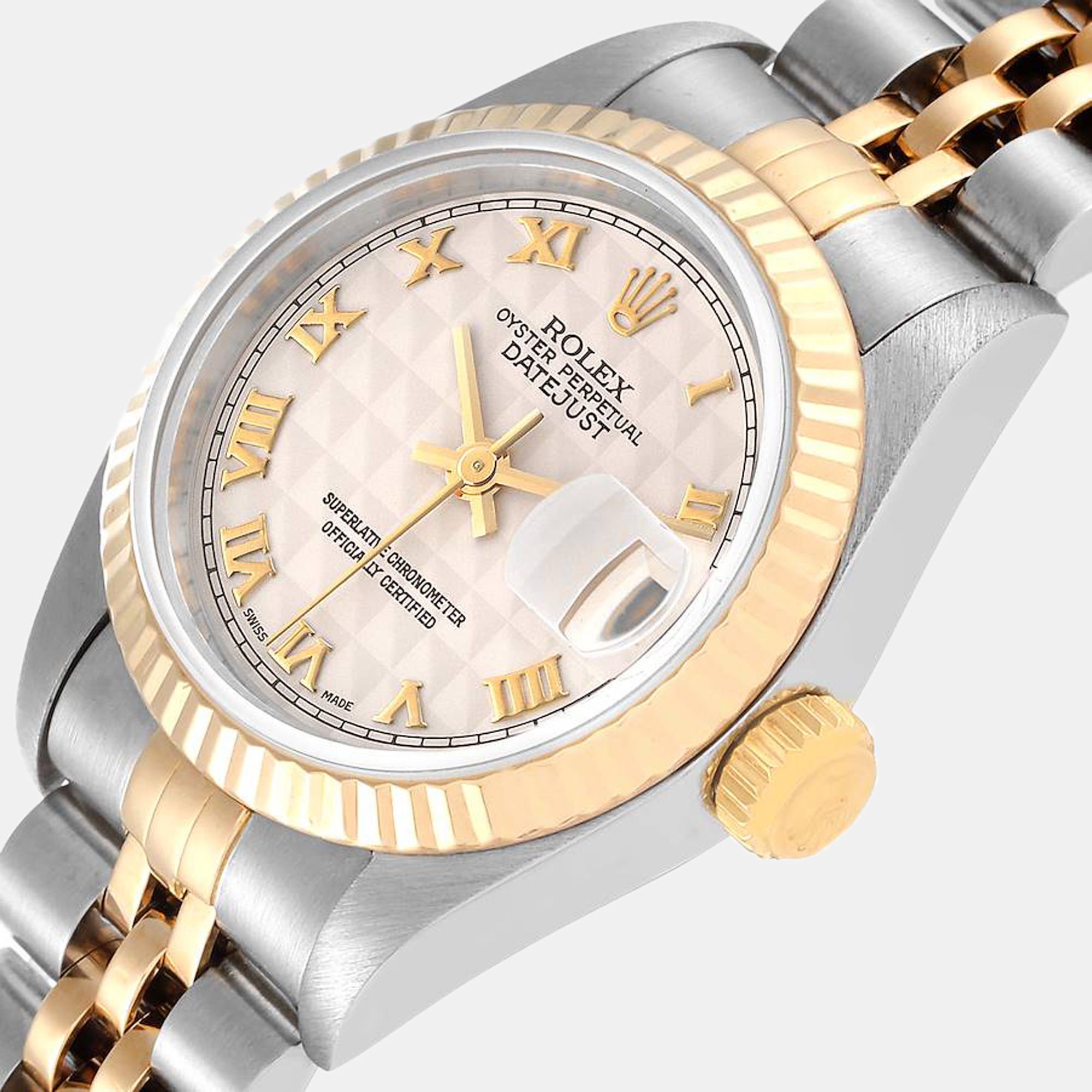 

Rolex Ivory 18k Yellow Gold And Stainless Steel Datejust 69173 Automatic Women's Wristwatch 26 mm, White