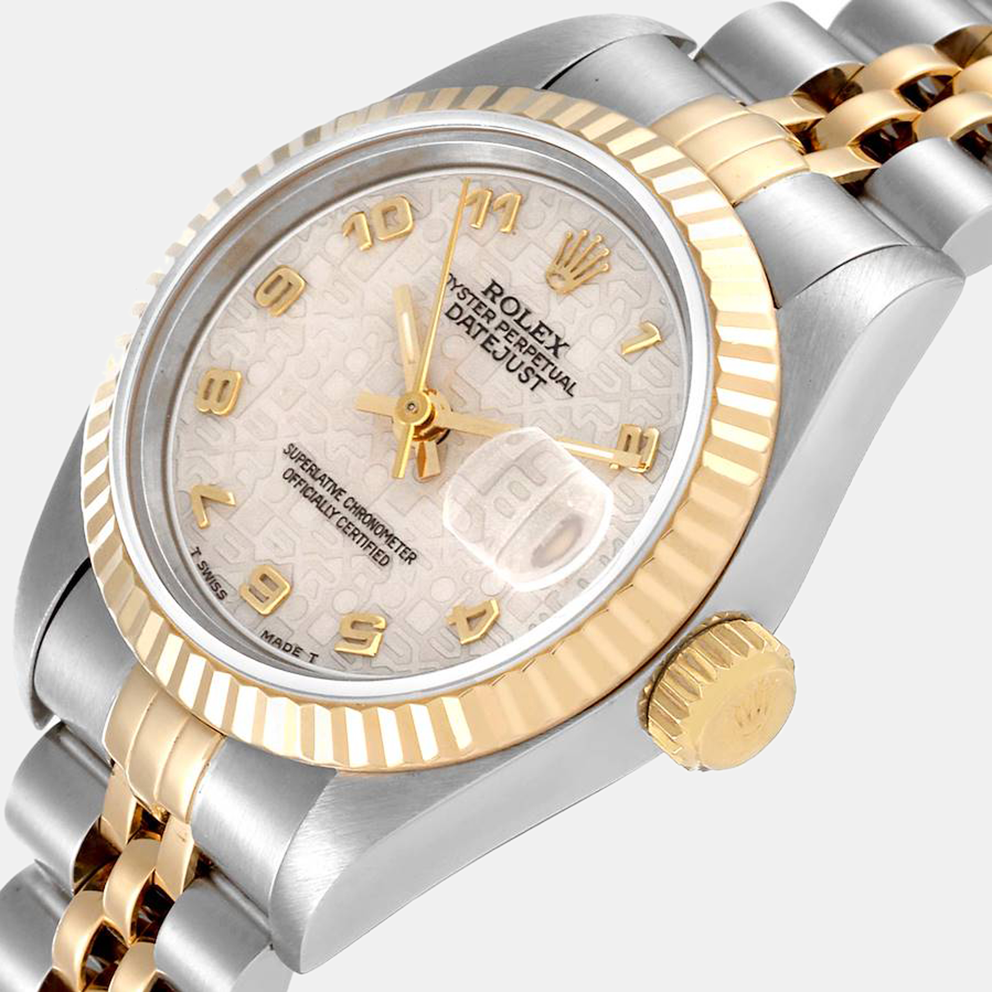 

Rolex Ivory 18k Yellow Gold And Stainless Steel Datejust 69173 Automatic Women's Wristwatch 26 mm, White