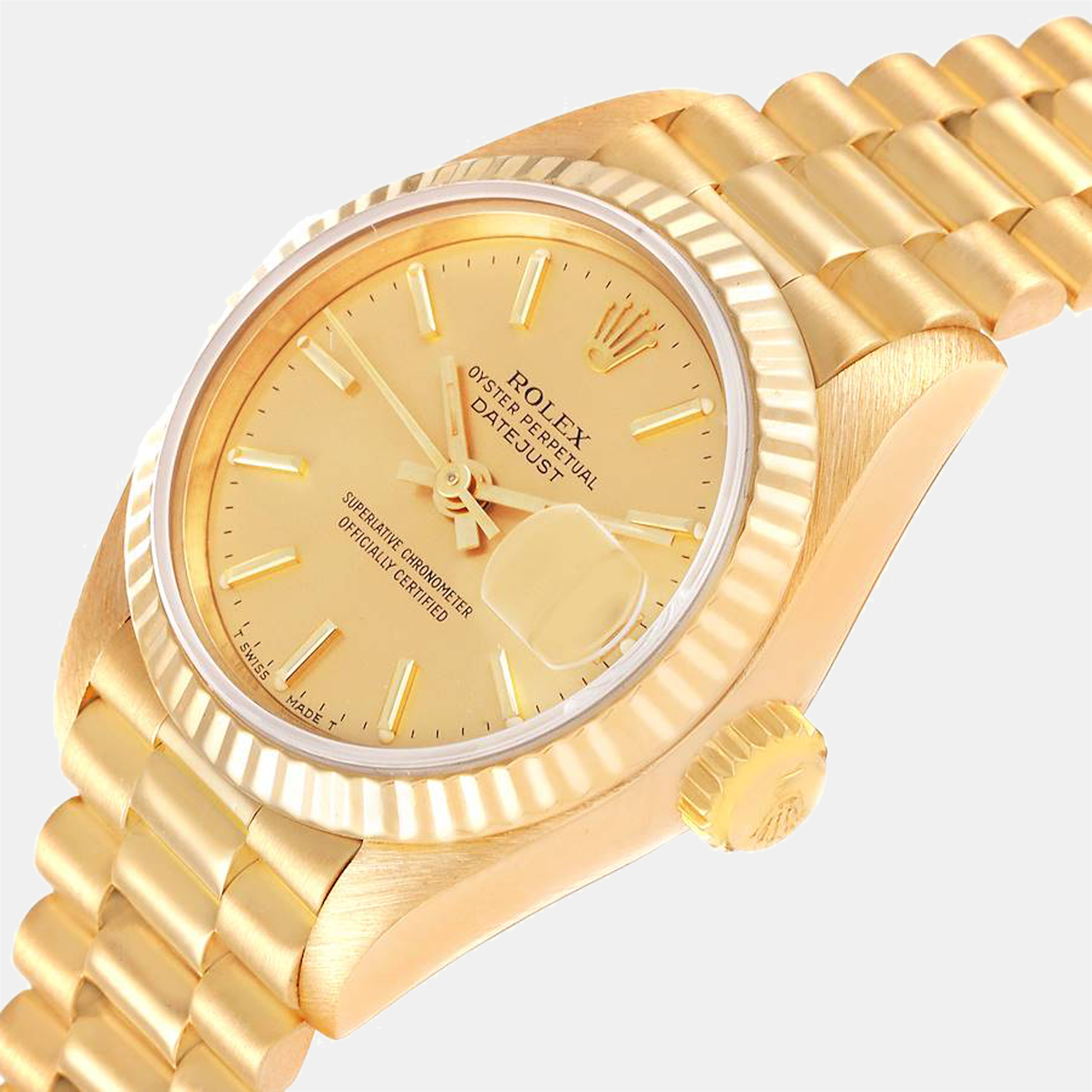 

Rolex Champagne 18K Yellow Gold President Datejust 69178 Automatic Women's Wristwatch 26 mm