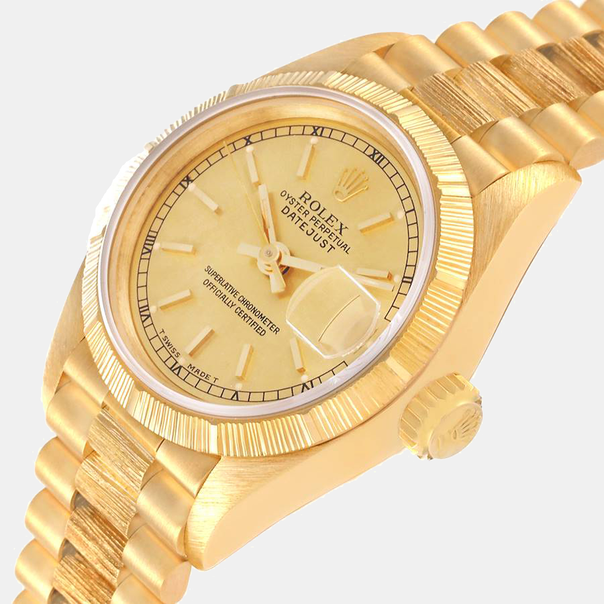 

Rolex Champagne 18K Yellow Gold President Datejust 69278 Women's Wristwatch 26 mm