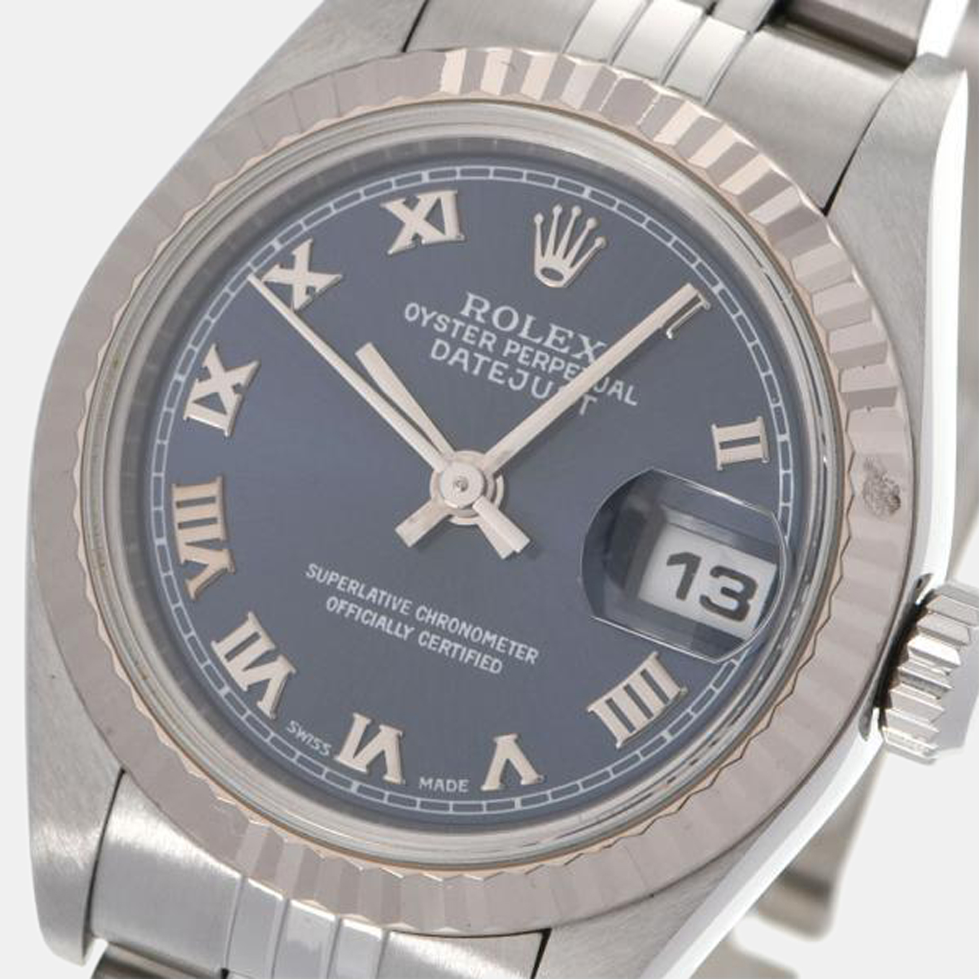

Rolex Blue 18k White Gold And Stainless Steel Datejust 79174 Automatic Women's Wristwatch 26 mm