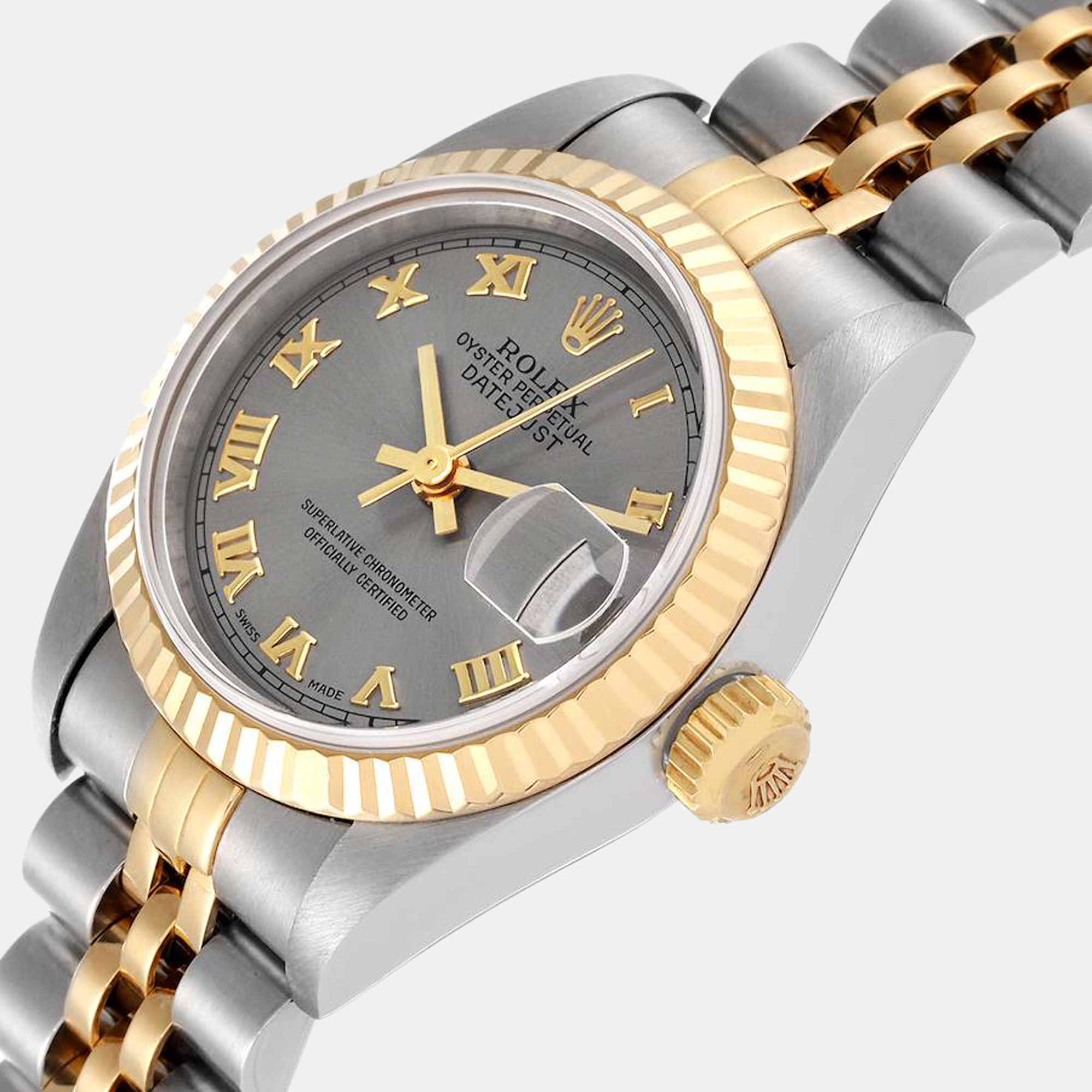 Rolex Grey 18k Yellow Gold And Stainless Steel Datejust 69173