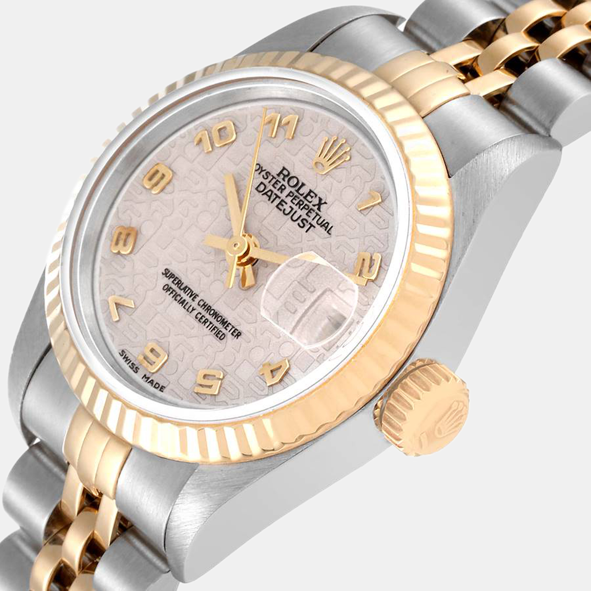 

Rolex Ivory 18k Yellow Gold And Stainless Steel Datejust 69173 Automatic Women's Wristwatch 26 mm, White