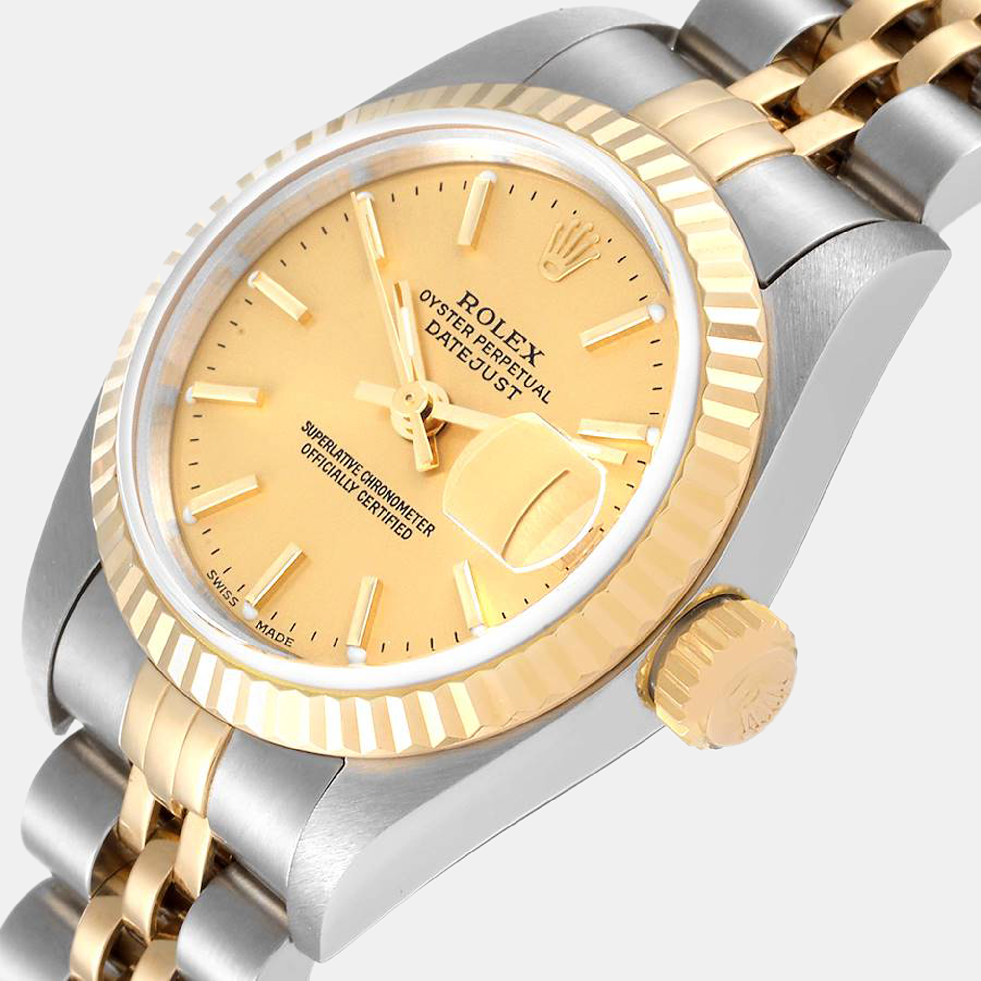 

Rolex Champagne 18k Yellow Gold And Stainless Steel Datejust 79173 Automatic Women's Wristwatch 26 mm