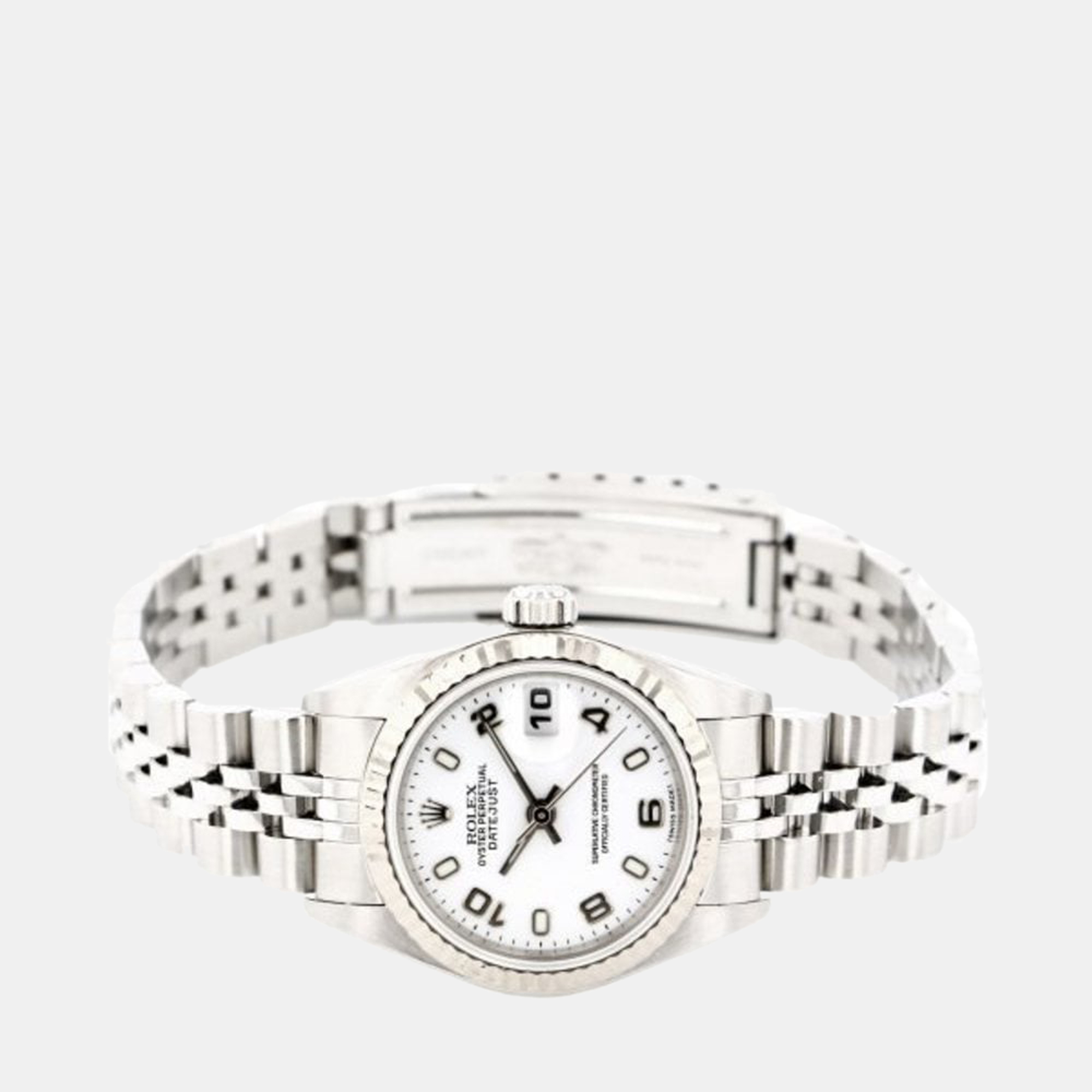 

Rolex White 18k White Gold And Stainless Steel Datejust 79174 Automatic Women's Wristwatch 26 mm