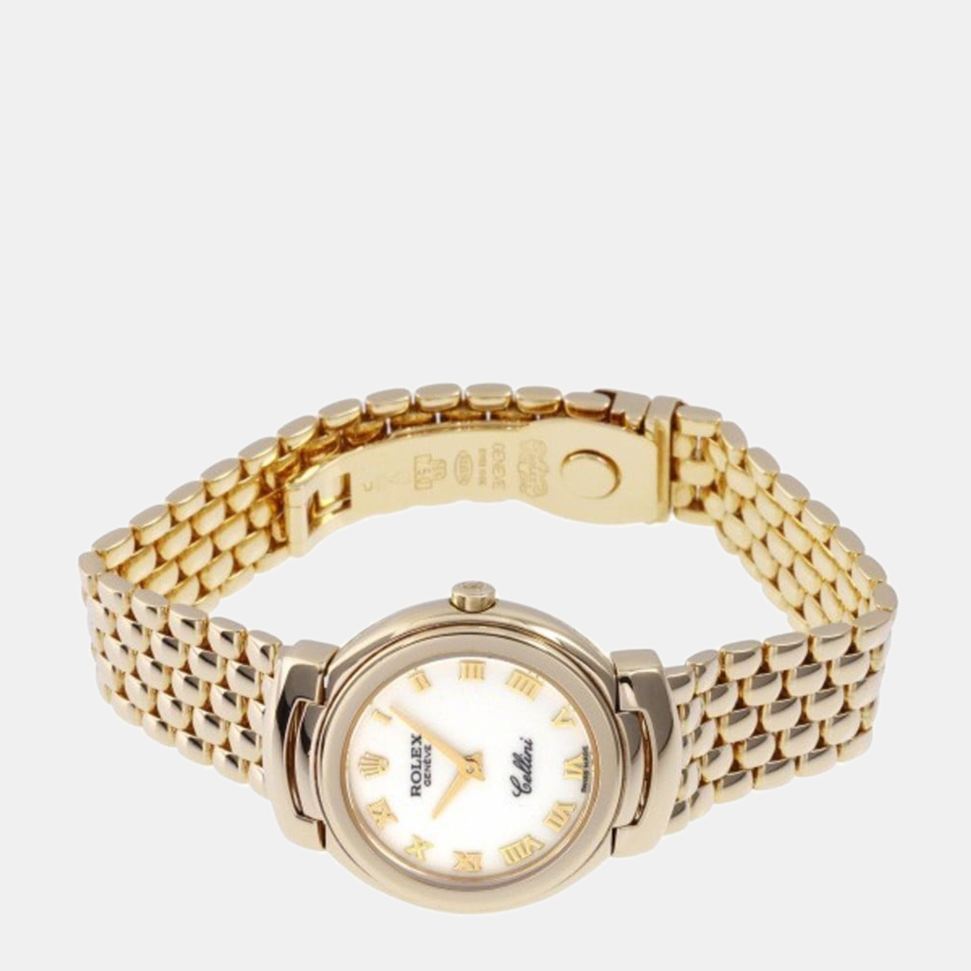 

Rolex White 18k Yellow Gold Cellini 6621/8 Quartz Women's Wristwatch 26 mm