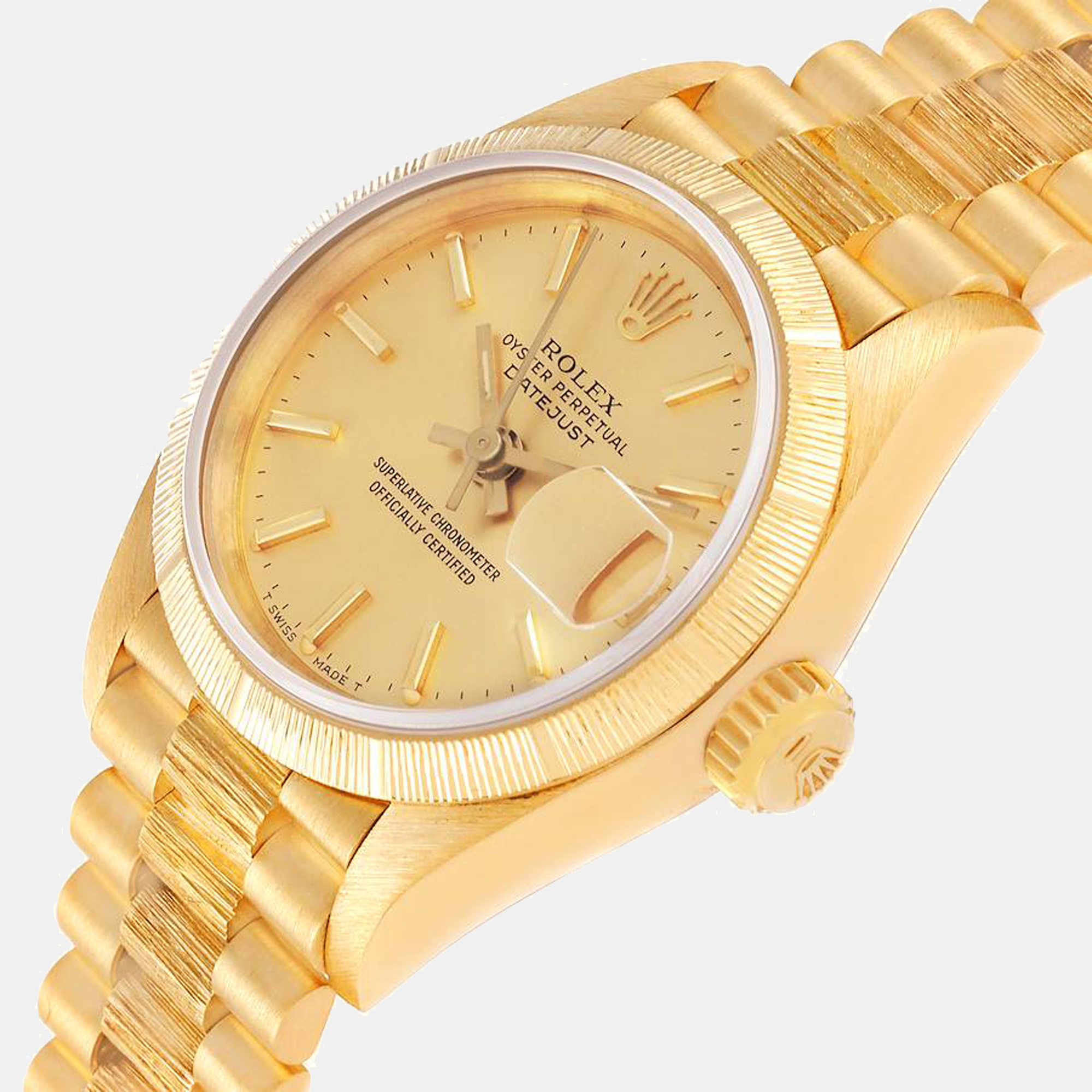 

Rolex Champagne 18K Yellow Gold President Datejust 69278 Women's Wristwatch 26 mm
