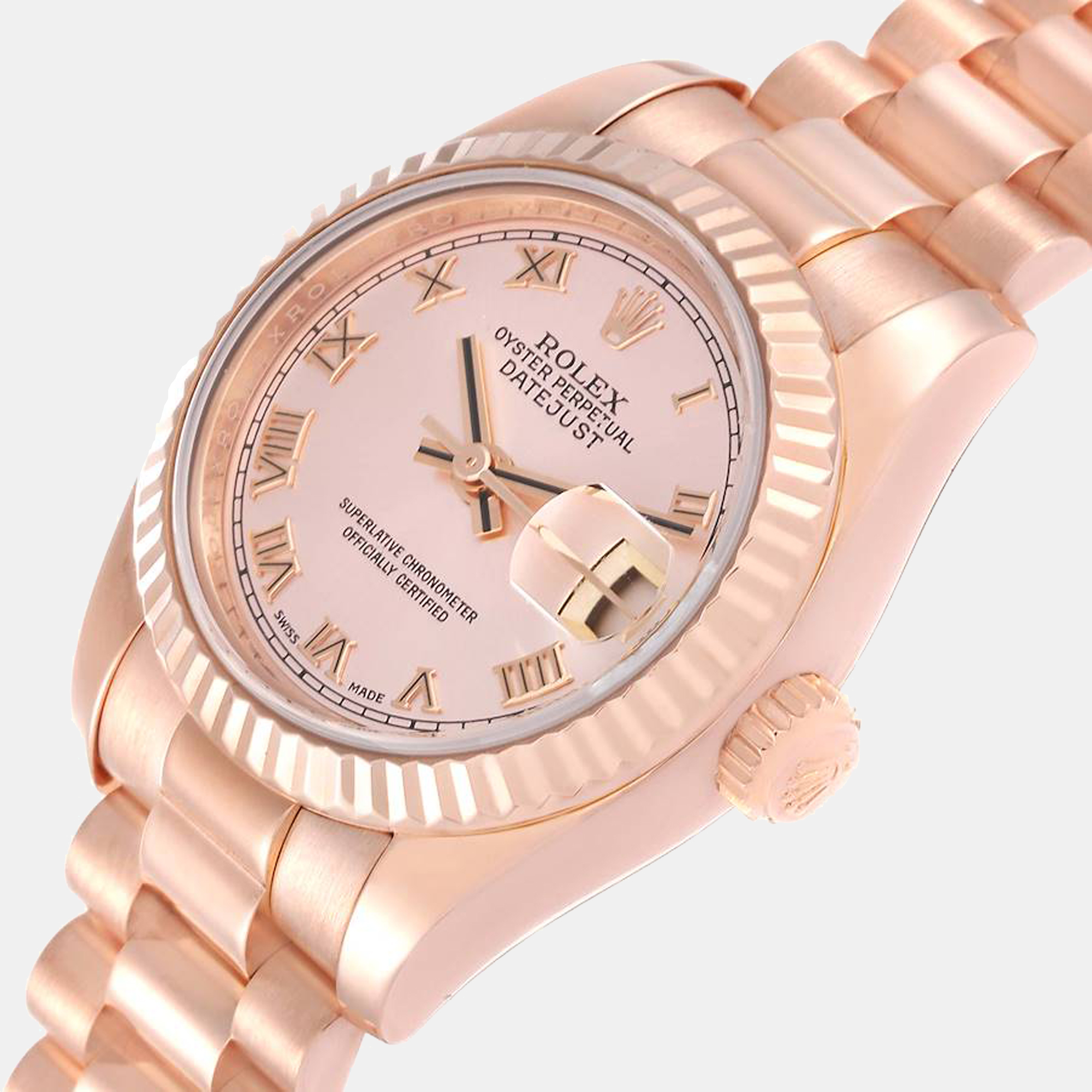 

Rolex Pink 18K Rose Gold President Datejust 179175 Automatic Women's Wristwatch 26 mm