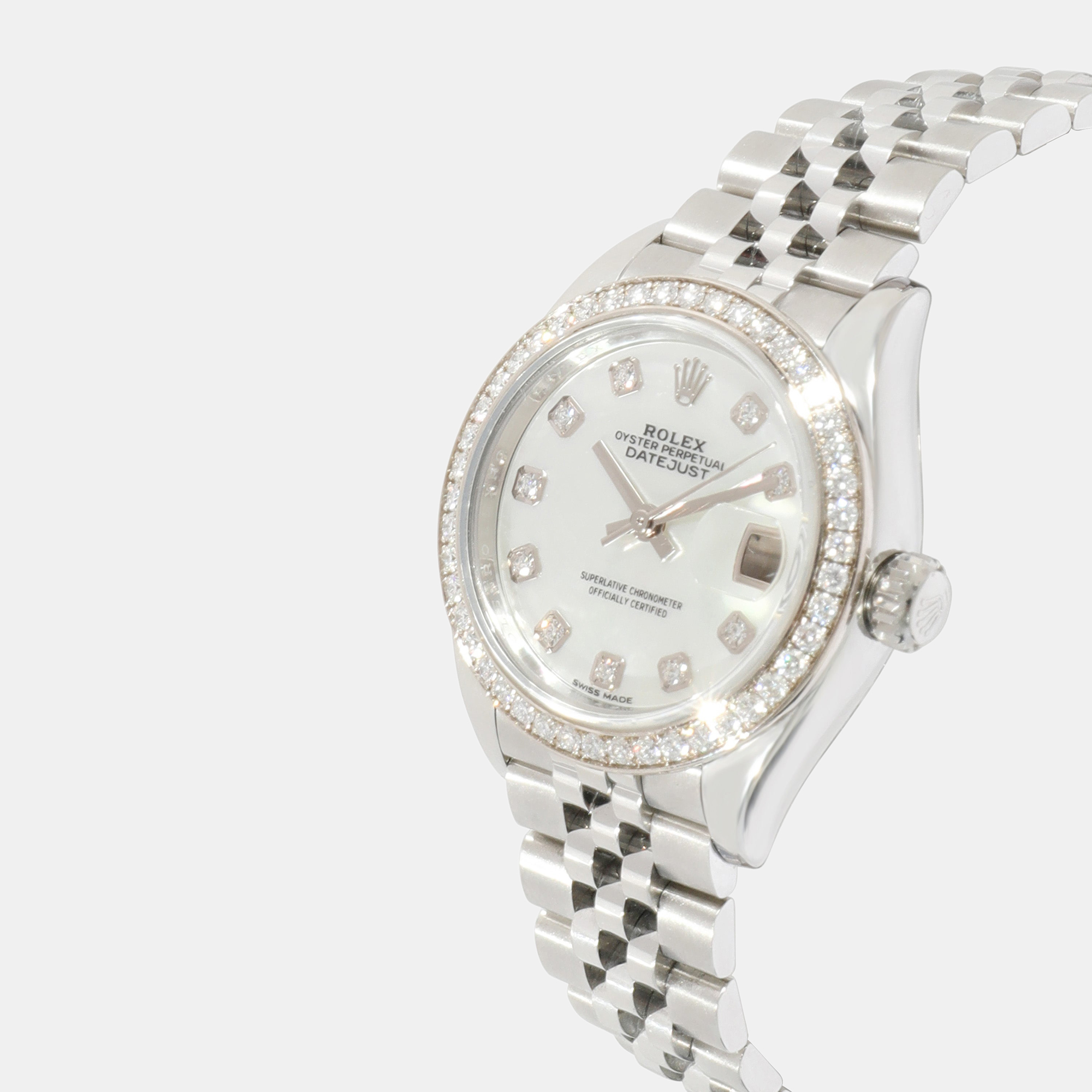 

Rolex White Diamond 18k White Gold And Stainless Steel Datejust 279384 Automatic Women's Wristwatch 28 mm