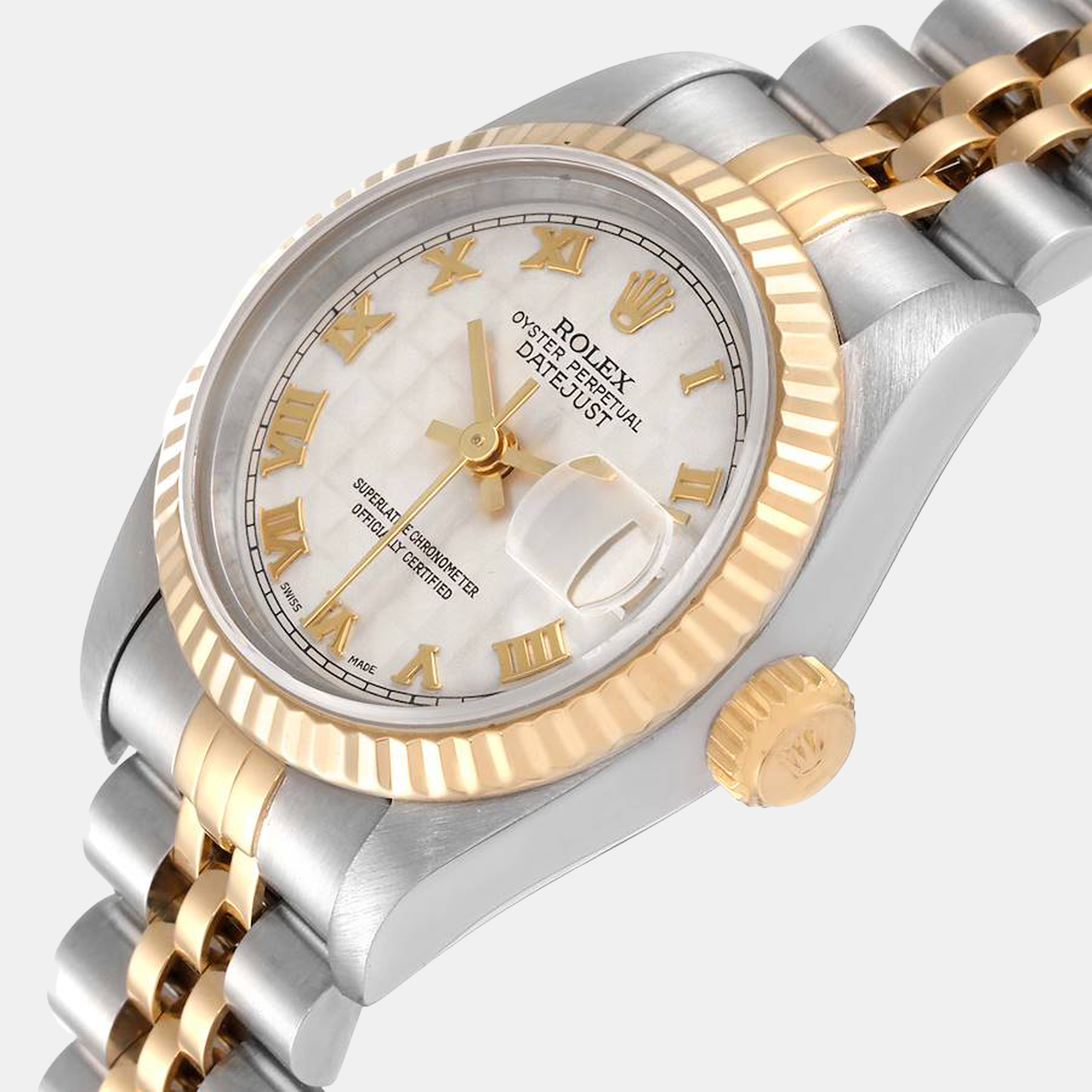 

Rolex Ivory 18k Yellow Gold And Stainless Steel Datejust 69173 Automatic Women's Wristwatch 26 mm, White