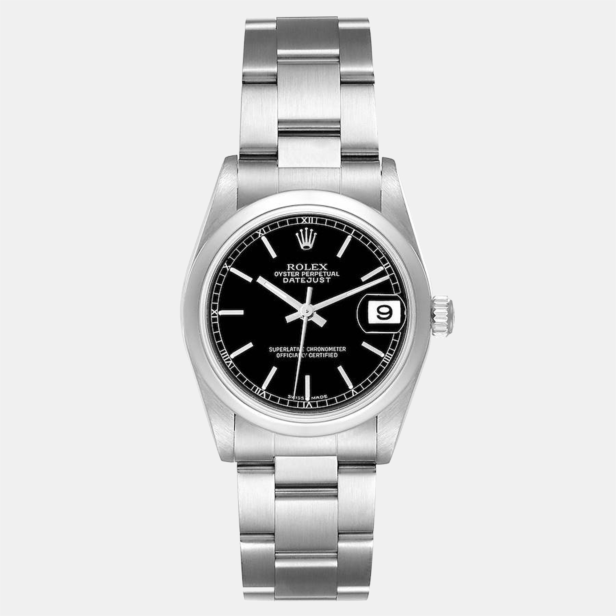 

Rolex Black Stainless Steel Datejust 78240 Women's Wristwatch 31 mm