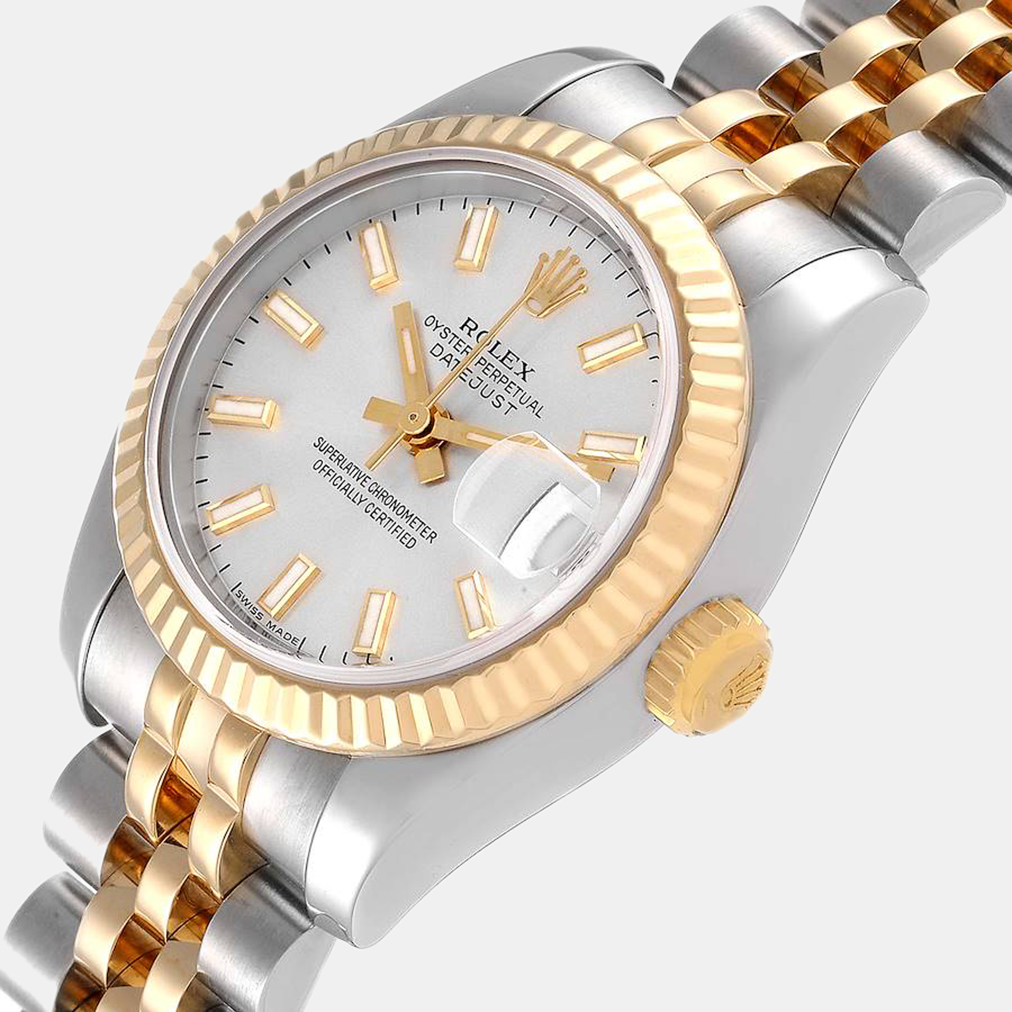 

Rolex Silver 18k Yellow Gold And Stainless Steel Datejust 179173 Automatic Women's Wristwatch 26 mm
