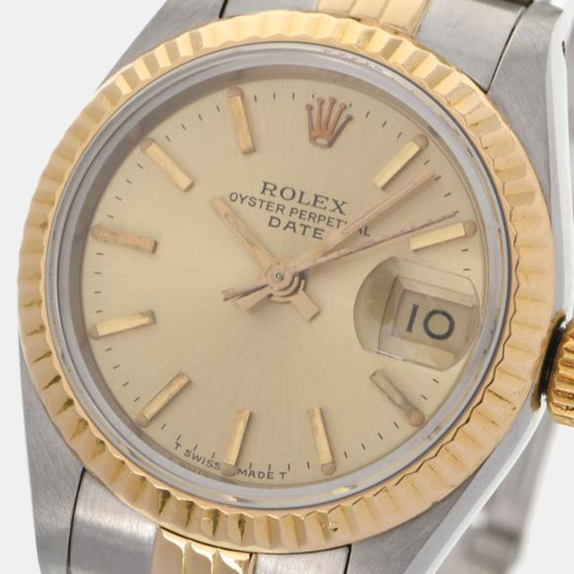 

Rolex Champagne 18k Yellow Gold And Stainless Steel Datejust 69173 Automatic Women's Wristwatch 26 mm