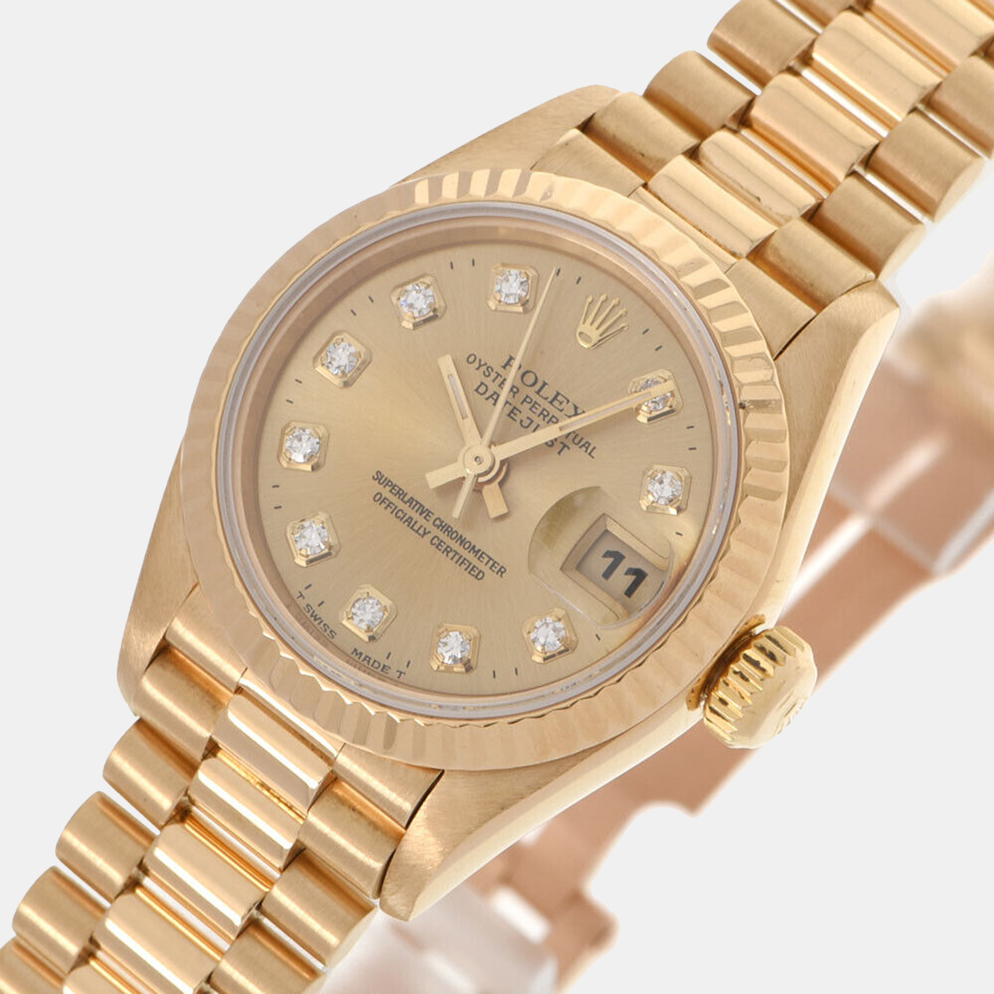 

Rolex Champagne Diamond 18k Yellow Gold Datejust 69178 Automatic Women's Wristwatch 26 mm