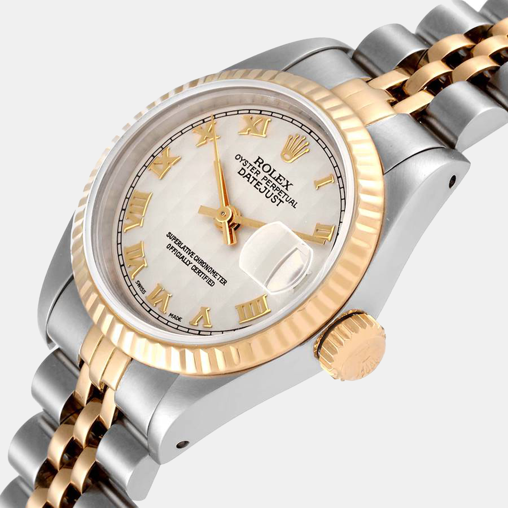 

Rolex Ivory 18k Yellow Gold And Stainless Steel Datejust 69173 Automatic Women's Wristwatch 26 mm, White