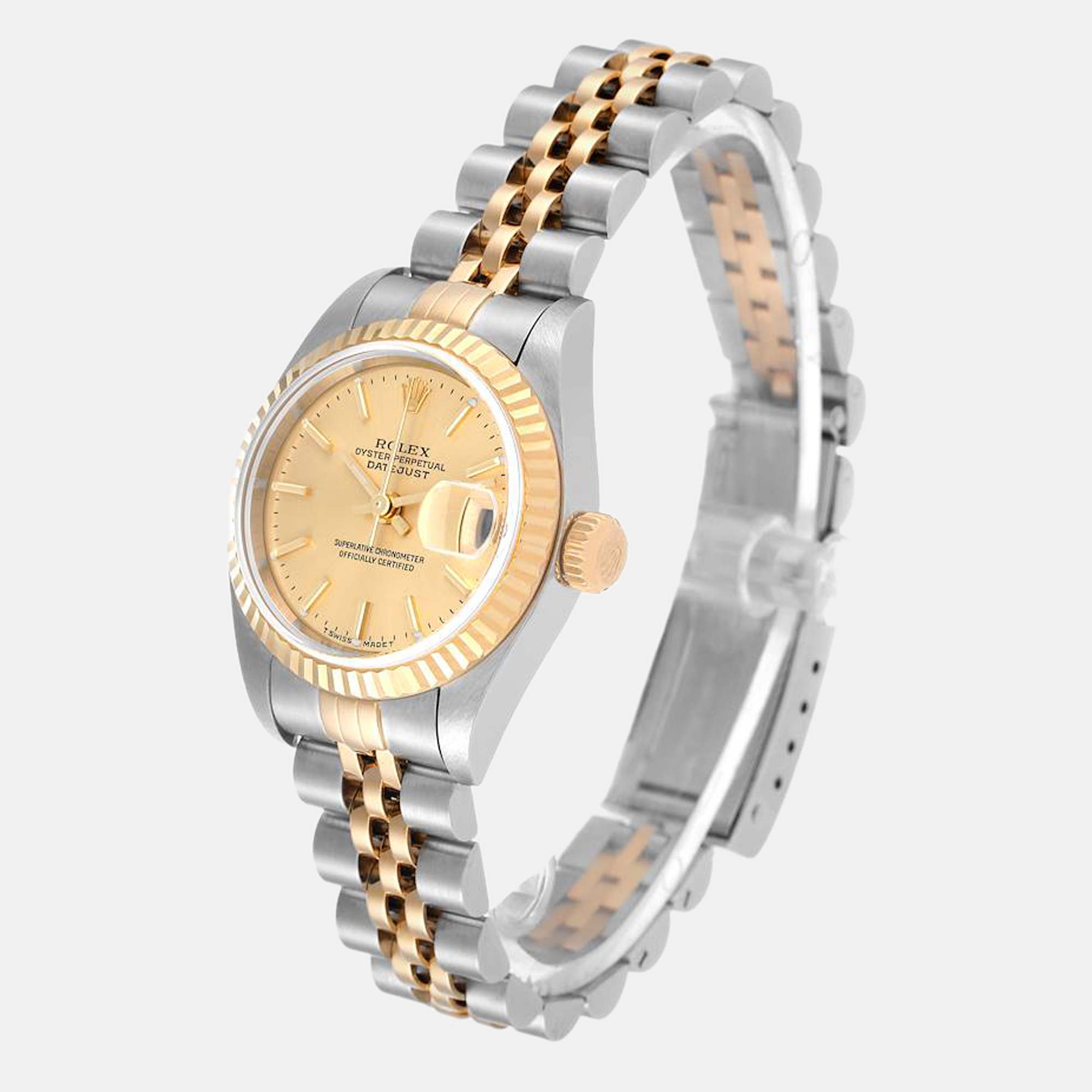 

Rolex Champagne 18k Yellow Gold And Stainless Steel Datejust 79173 Automatic Women's Wristwatch 26 mm