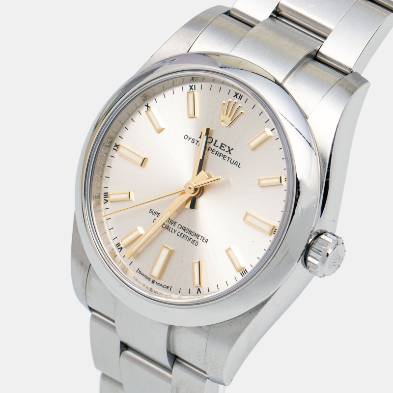 

Rolex Silver Oystersteel Oyster Perpetual