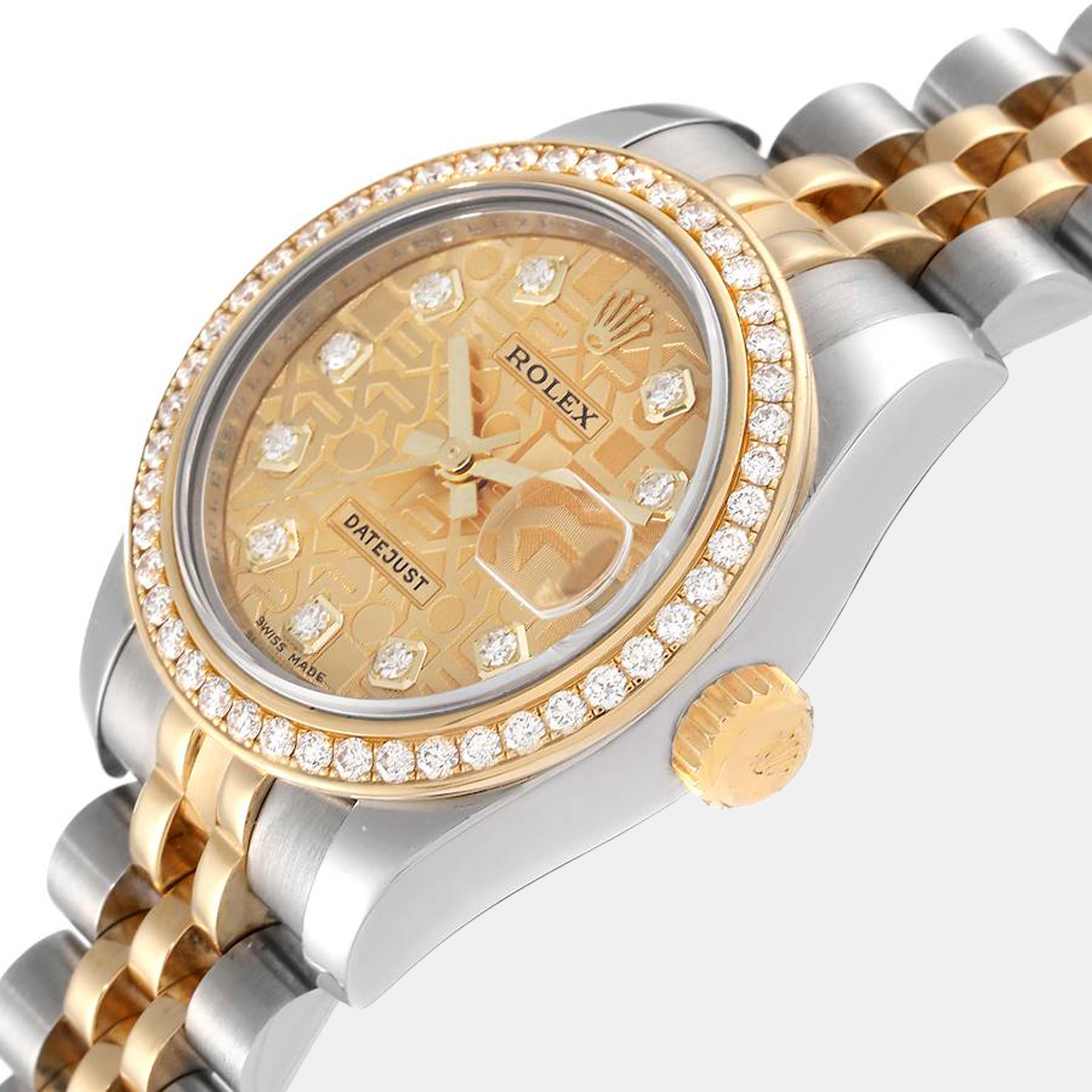 

Rolex Champagne Diamonds 18K Yellow Gold And Stainless Steel Datejust 179383 Women's Wristwatch 26 mm