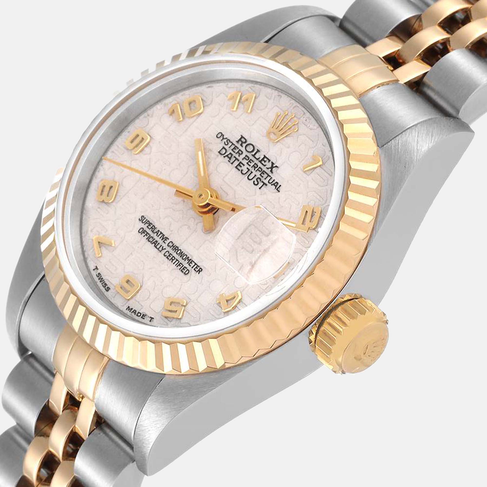 

Rolex Ivory 18k Yellow Gold And Stainless Steel Datejust 69173 Automatic Women's Wristwatch 26 mm, White