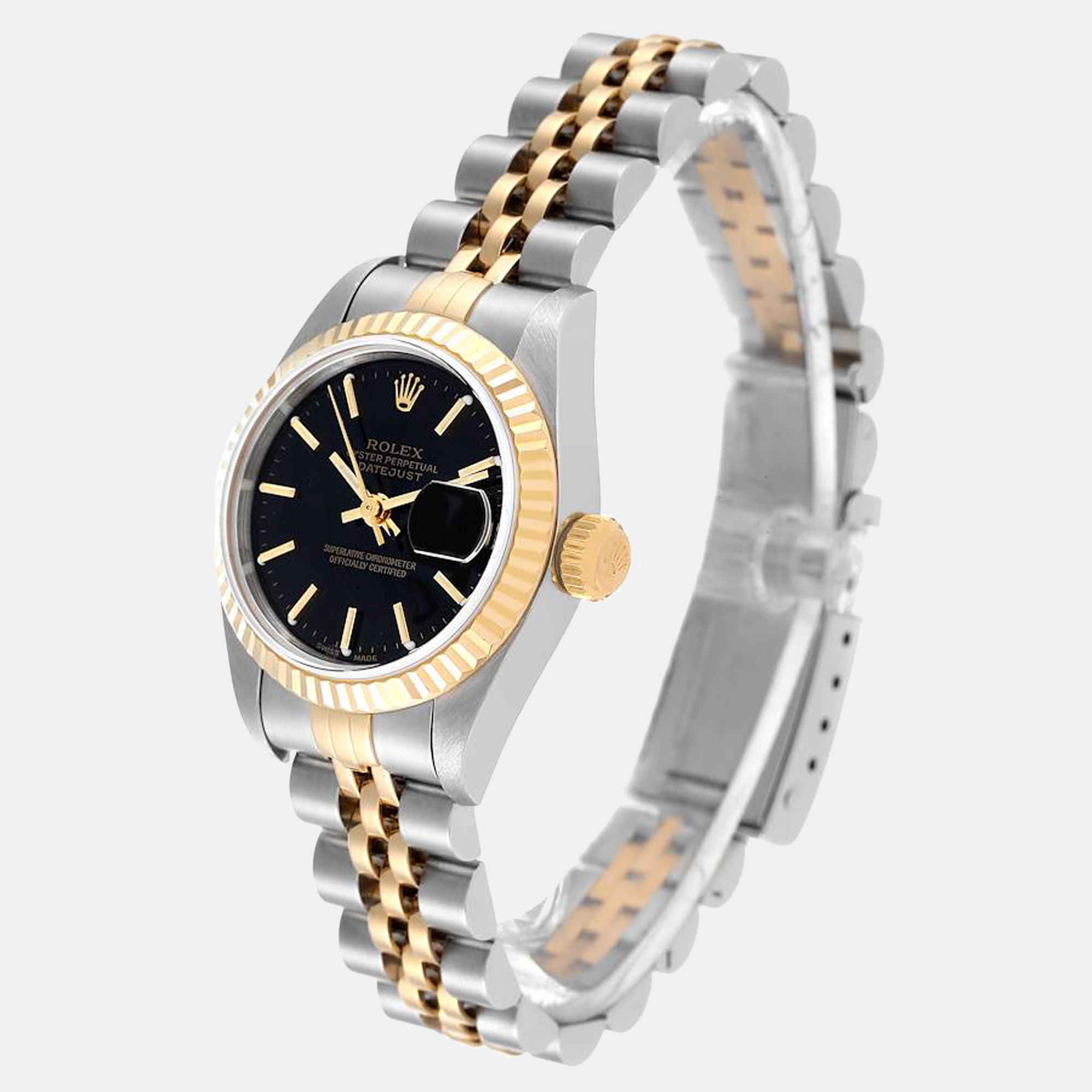 

Rolex Black 18k Yellow Gold And Stainless Steel Datejust 79173 Automatic Women's Wristwatch 26 mm