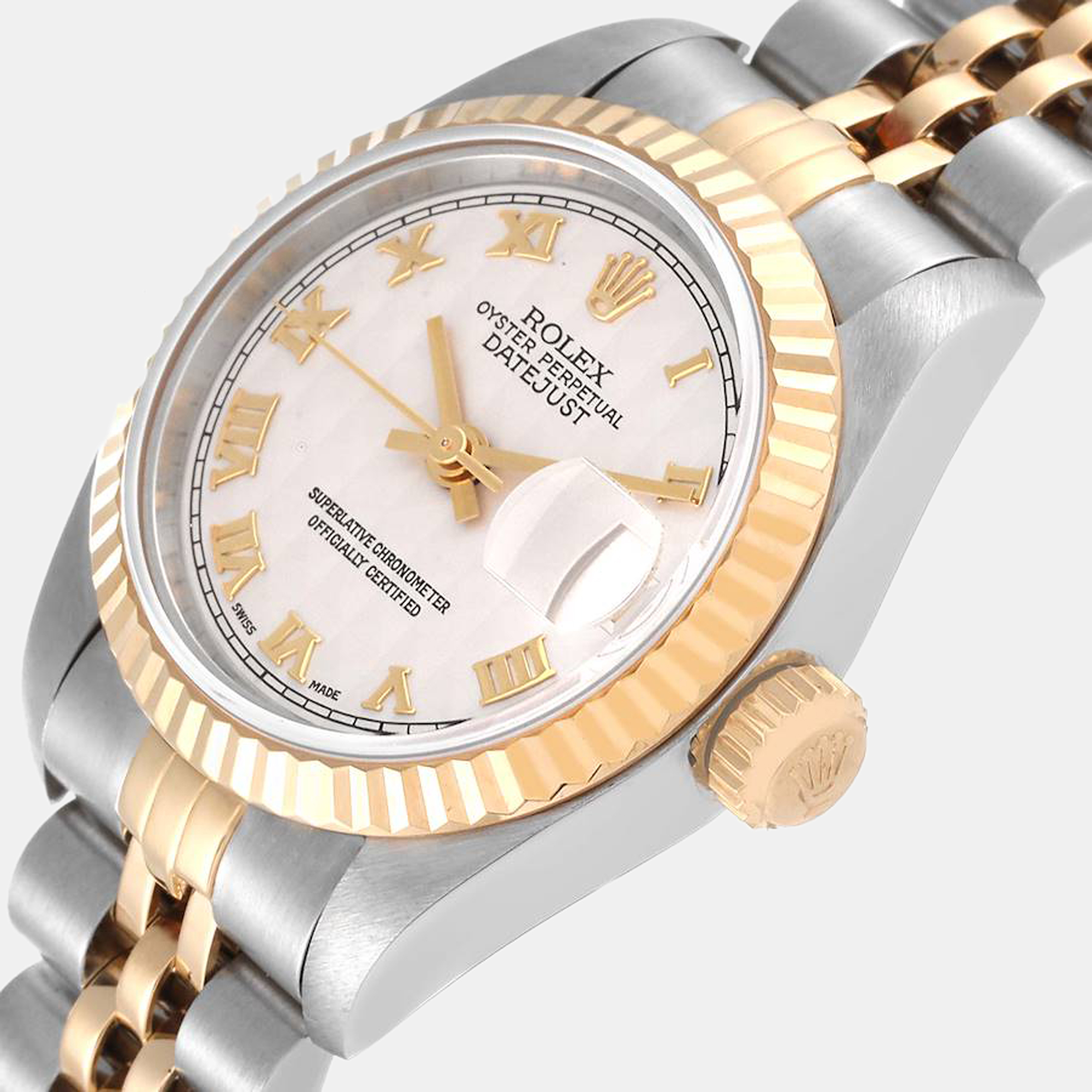 

Rolex Ivory 18k Yellow Gold And Stainless Steel Datejust 69173 Automatic Women's Wristwatch 26 mm, White