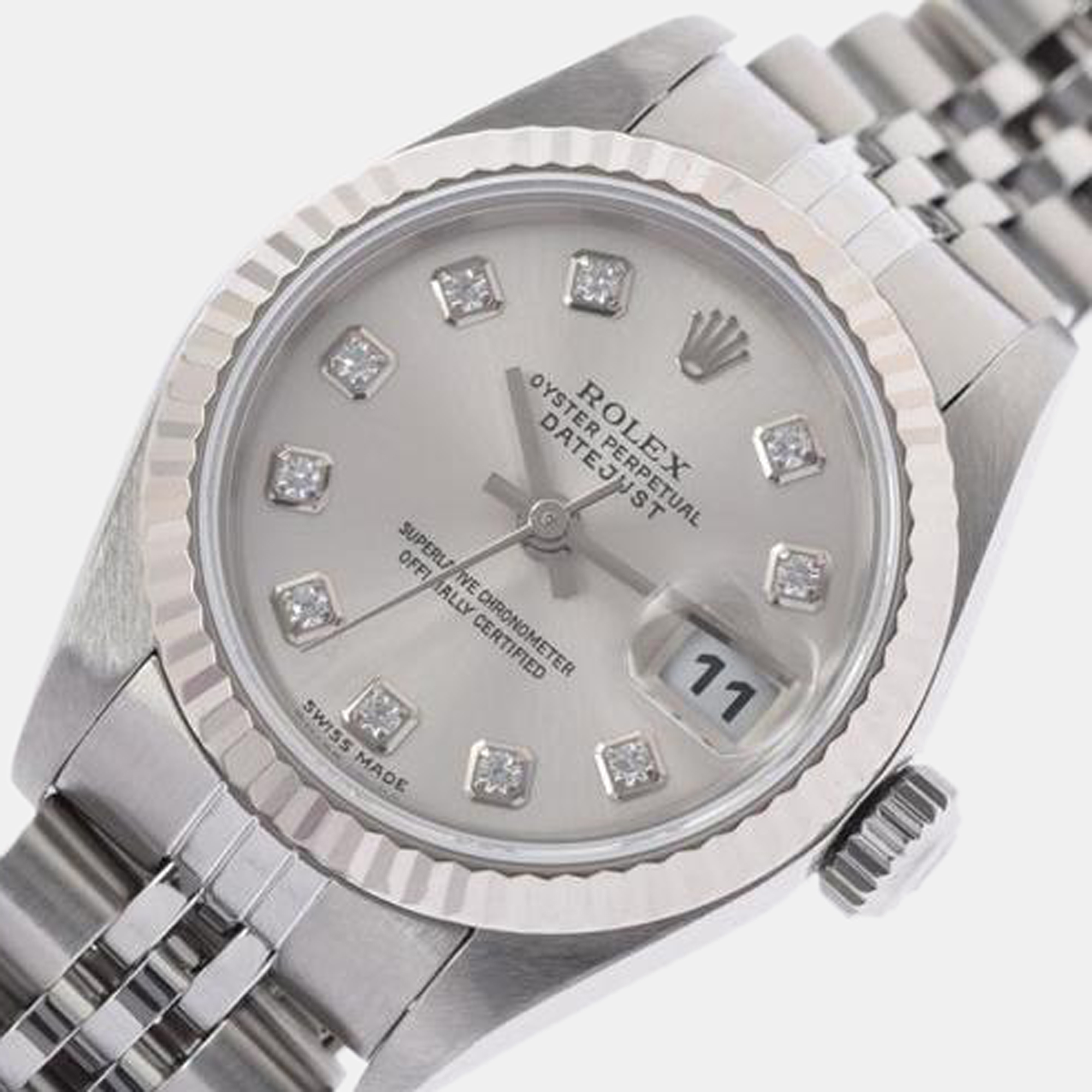 

Rolex White 18k White Gold And Stainless Steel Datejust 79174 Automatic Women's Wristwatch 26 mm