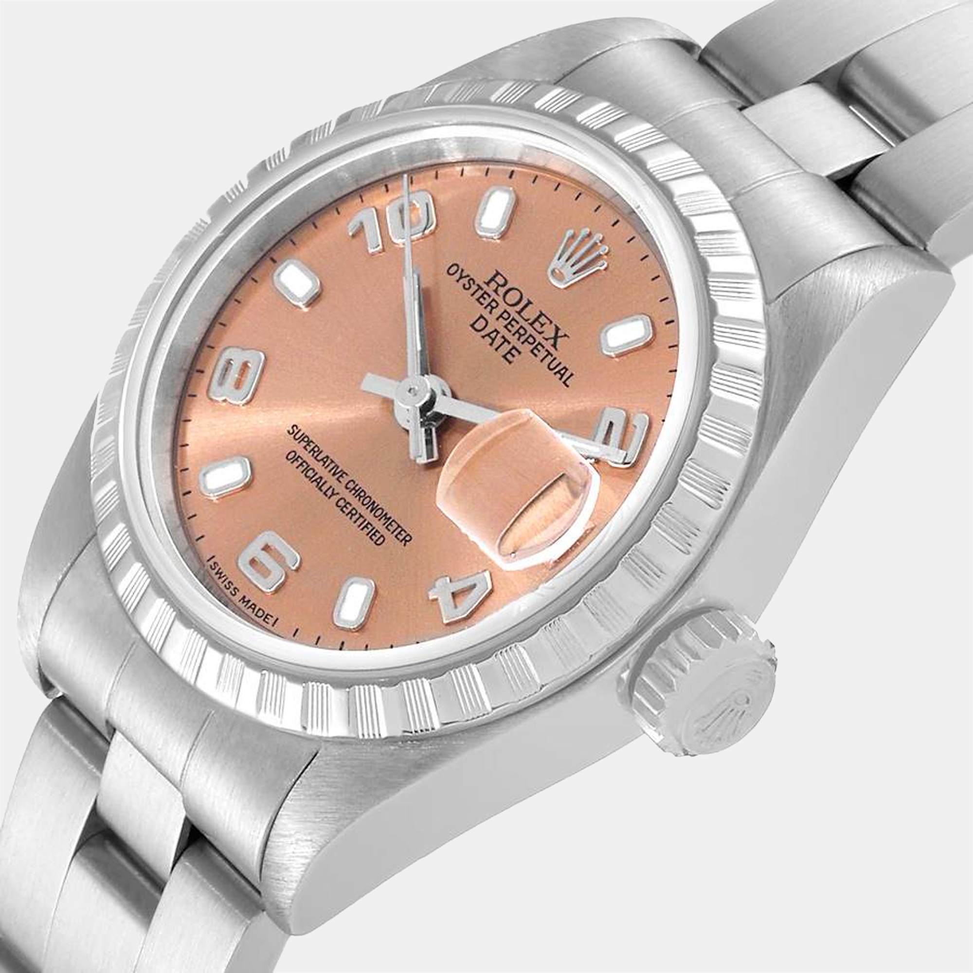

Rolex Pink Stainless Steel Oyster Perpetual Date 79240 Women's Wristwatch 26 mm