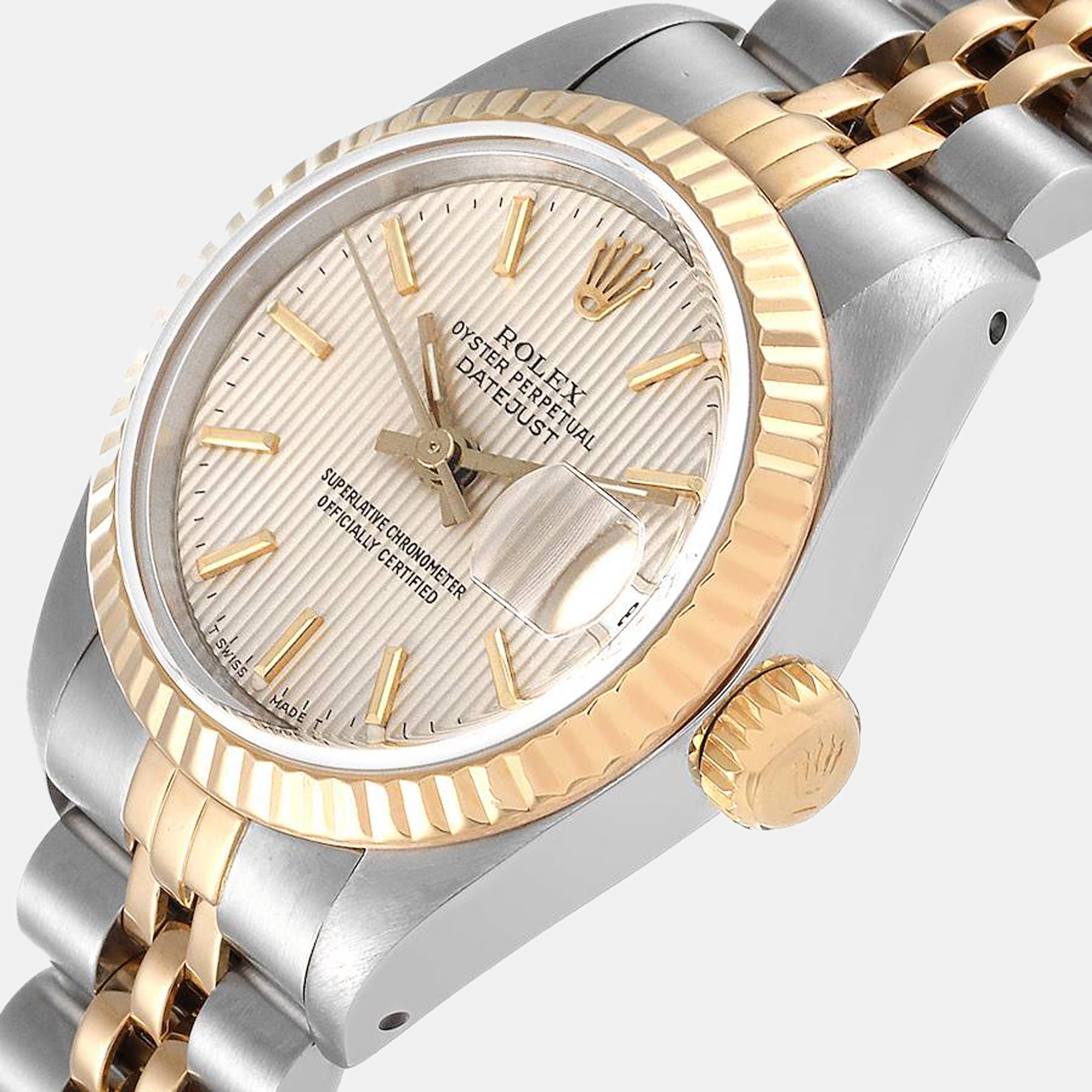 

Rolex Silver 18k Yellow Gold And Stainless Steel Datejust 69173 Automatic Women's Wristwatch 26 mm