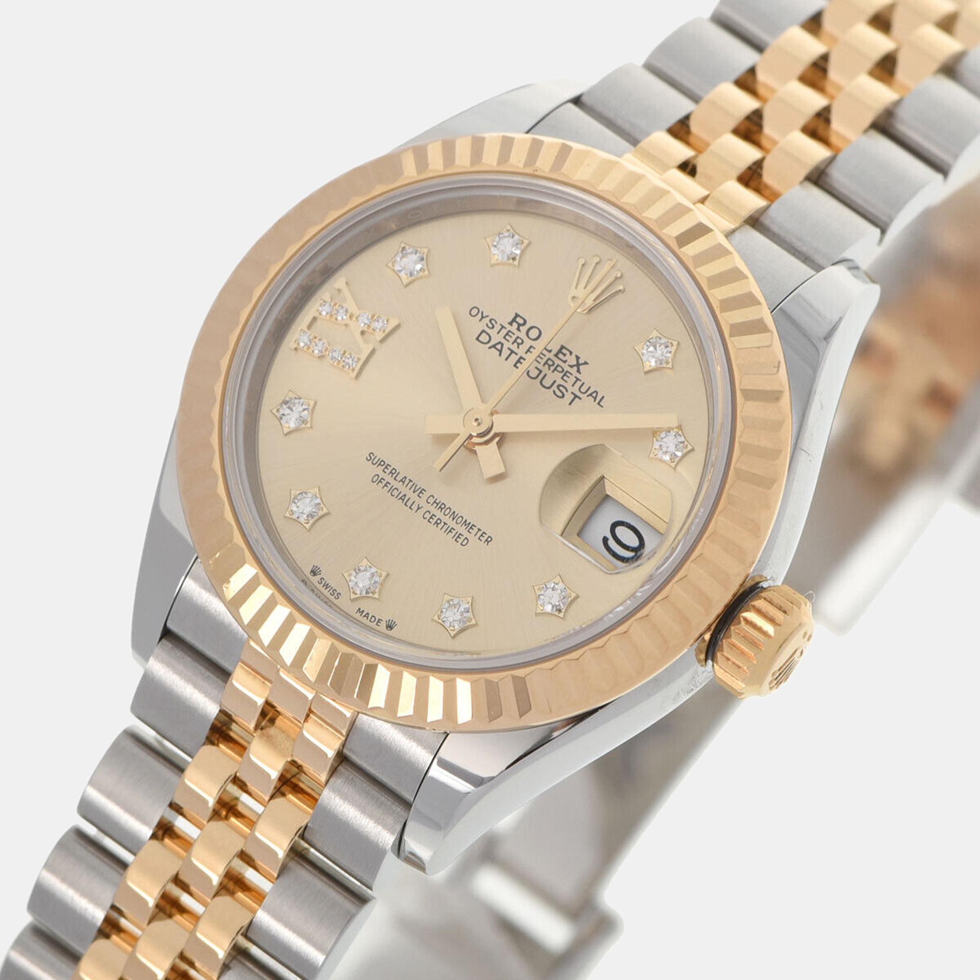 

Rolex Silver Diamond 18k Yellow Gold And Stainless Steel Datejust 279173 Automatic Women's Wristwatch 28 mm