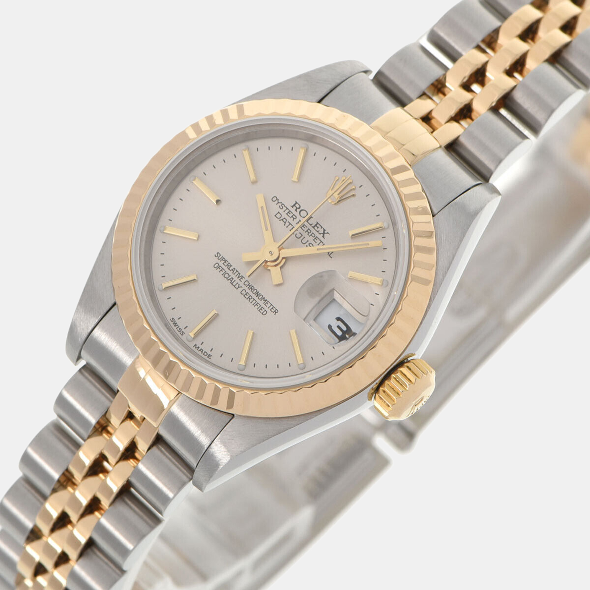 

Rolex Silver 18k Yellow Gold And Stainless Steel Datejust 79173 Automatic Women's Wristwatch 26 mm