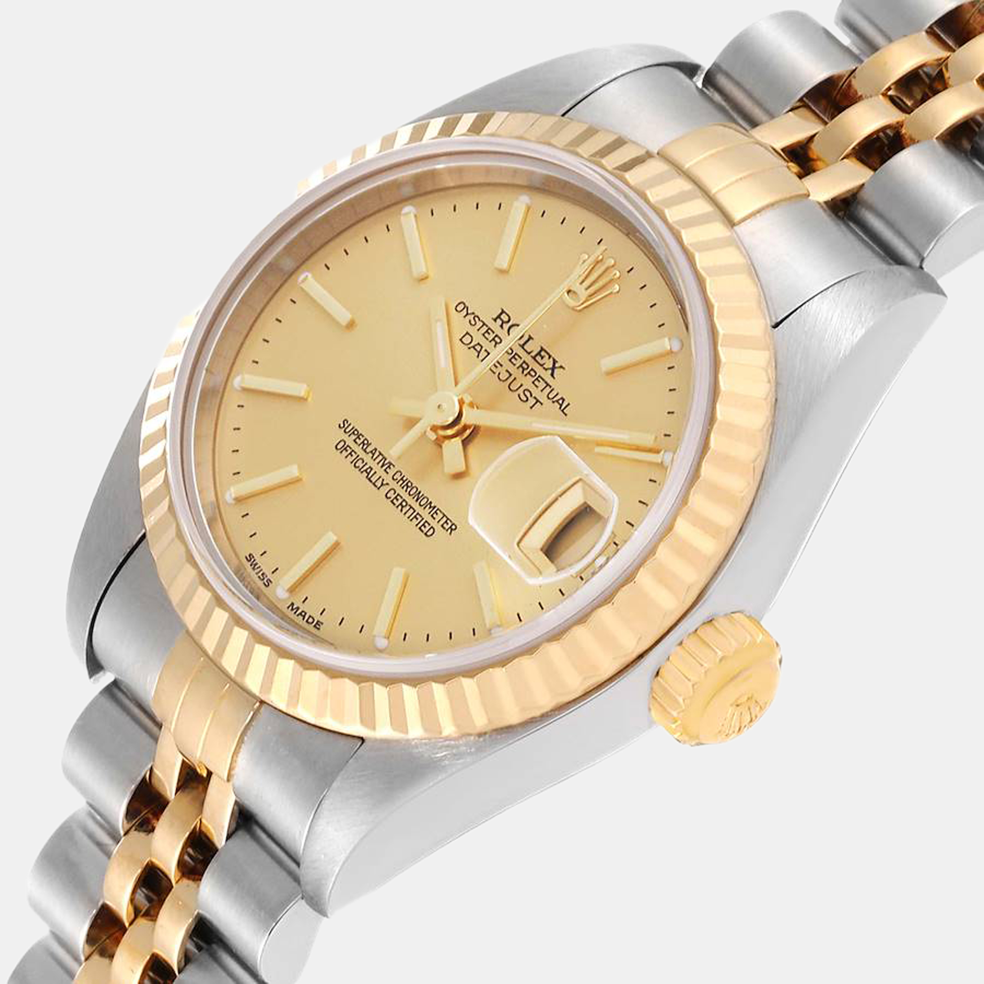 

Rolex Champagne 18k Yellow Gold And Stainless Steel Datejust 79173 Automatic Women's Wristwatch 26 mm