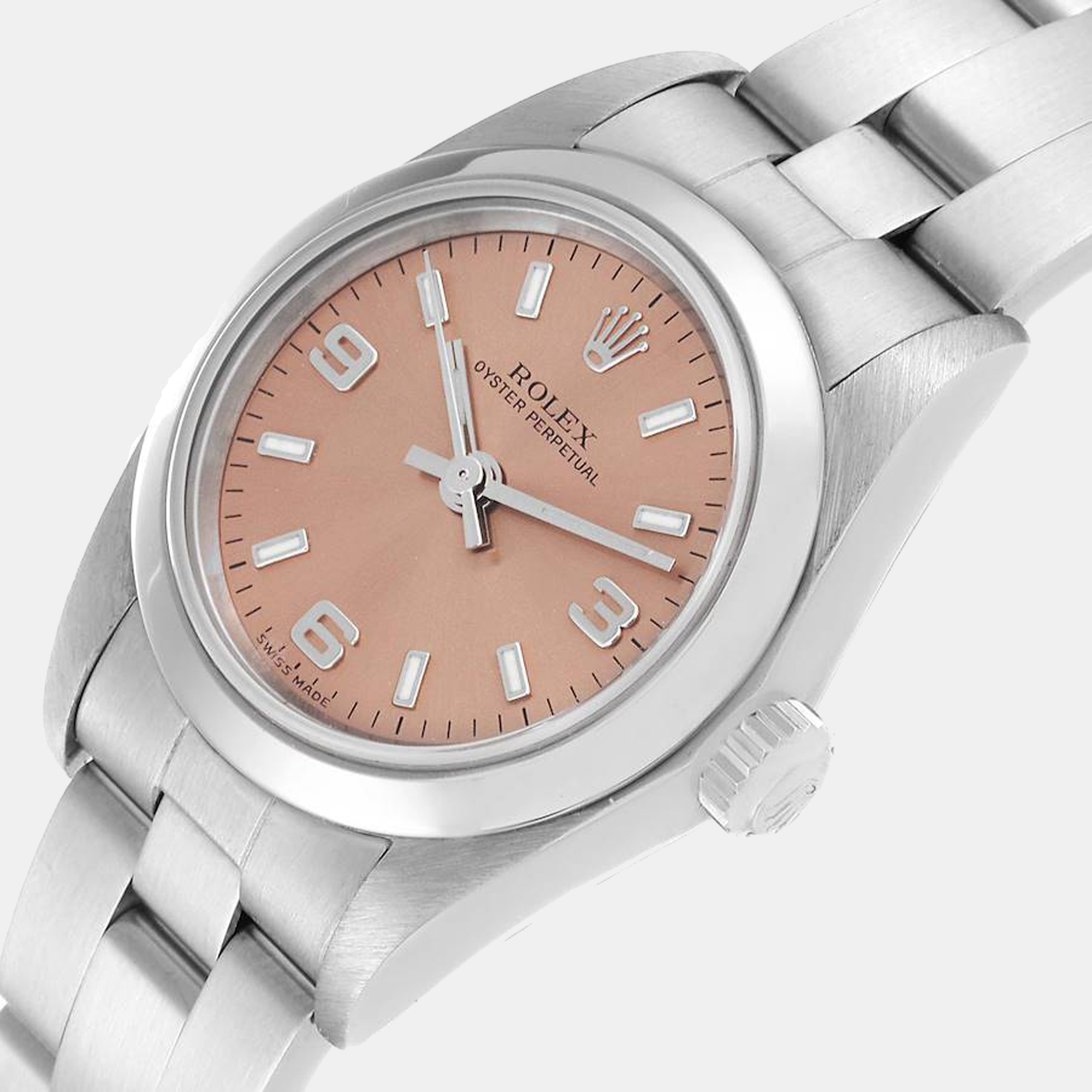 

Rolex Pink Stainless Steel Oyster Perpetual 76080 Women's Wristwatch 24 mm