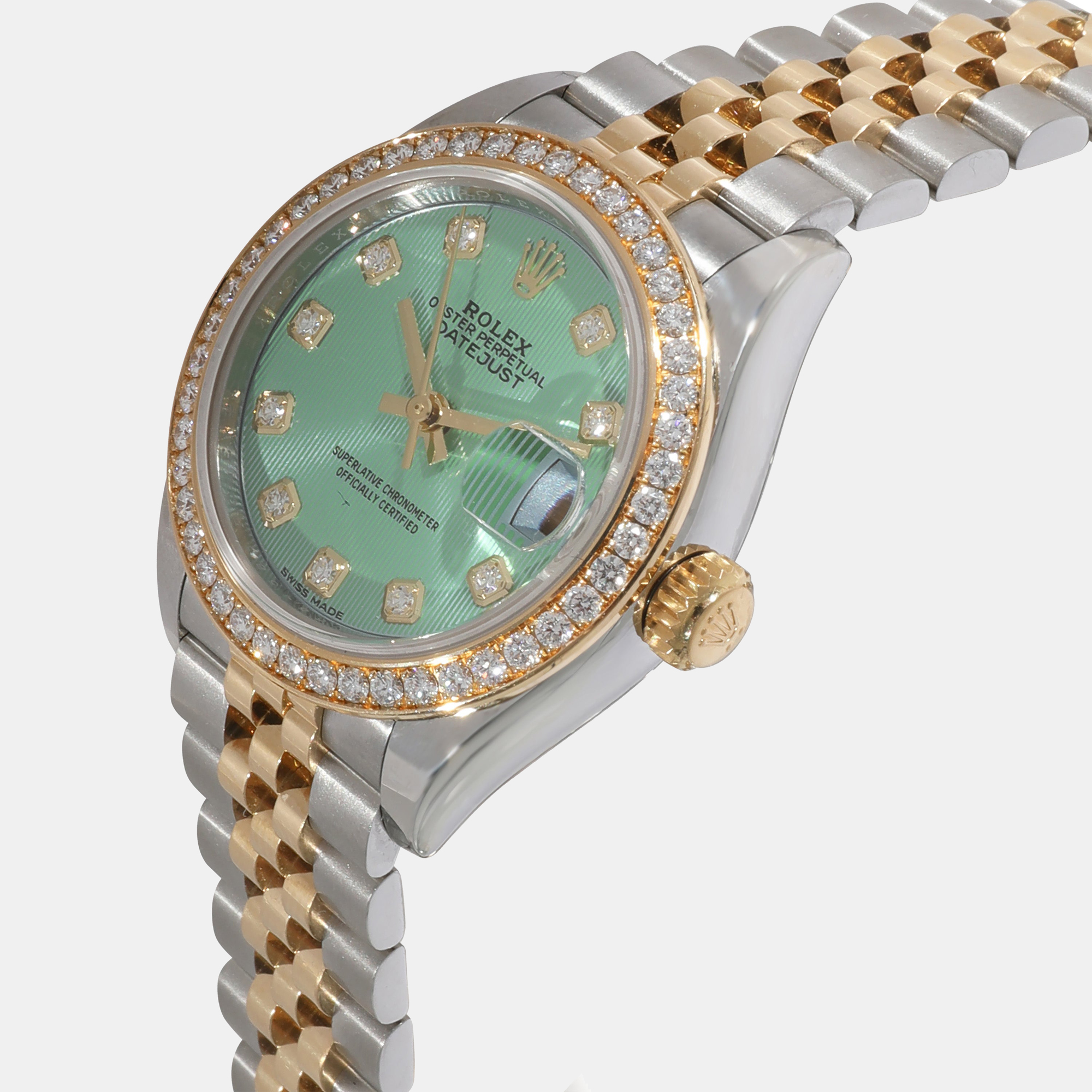 

Rolex Green Diamond 18k Yellow Gold And Stainless Steel Datejust 279383RBR Automatic Women's Wristwatch 28 mm