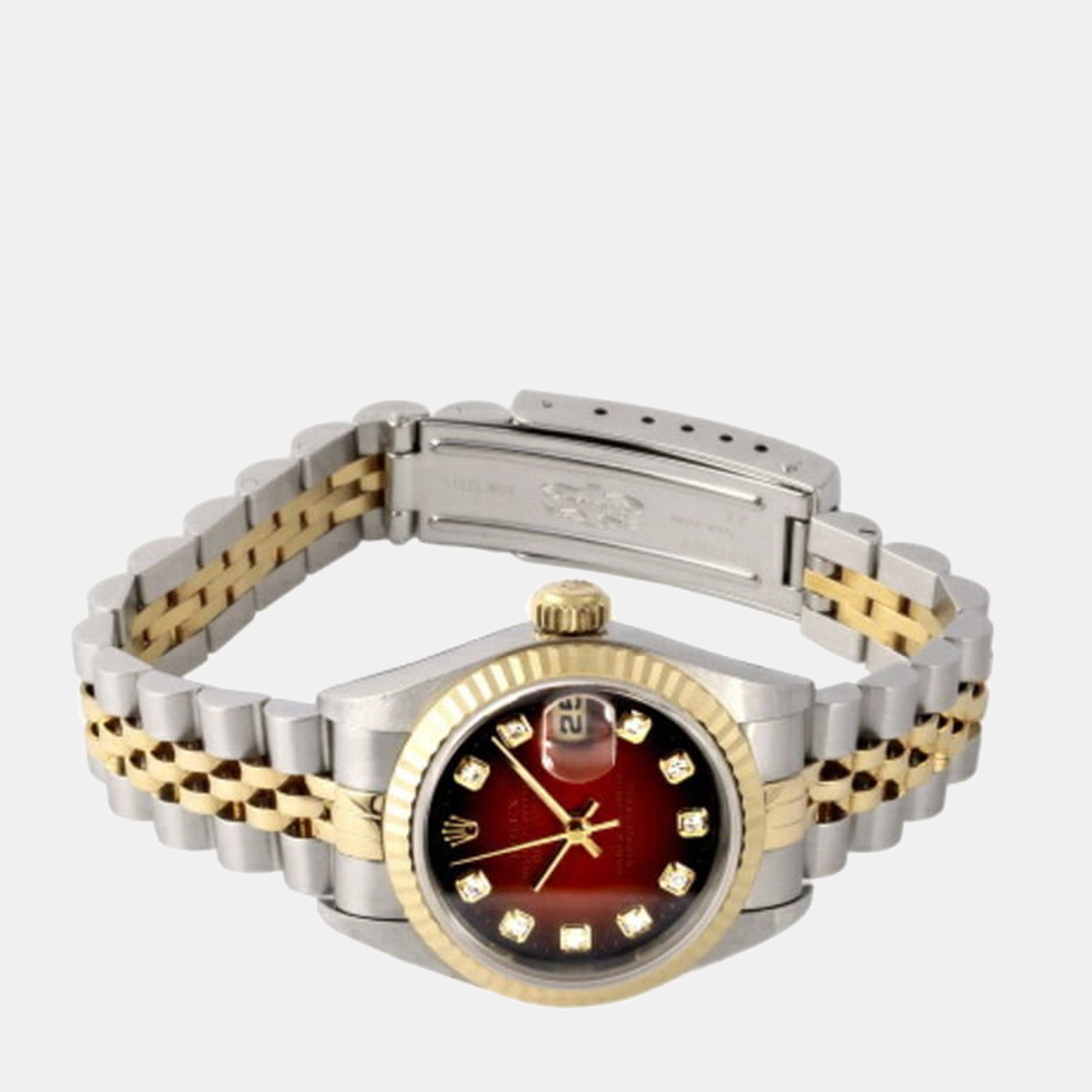 

Rolex Red Diamond 18k Yellow Gold And Stainless Steel Datejust 79173 Automatic Women's Wristwatch 26 mm