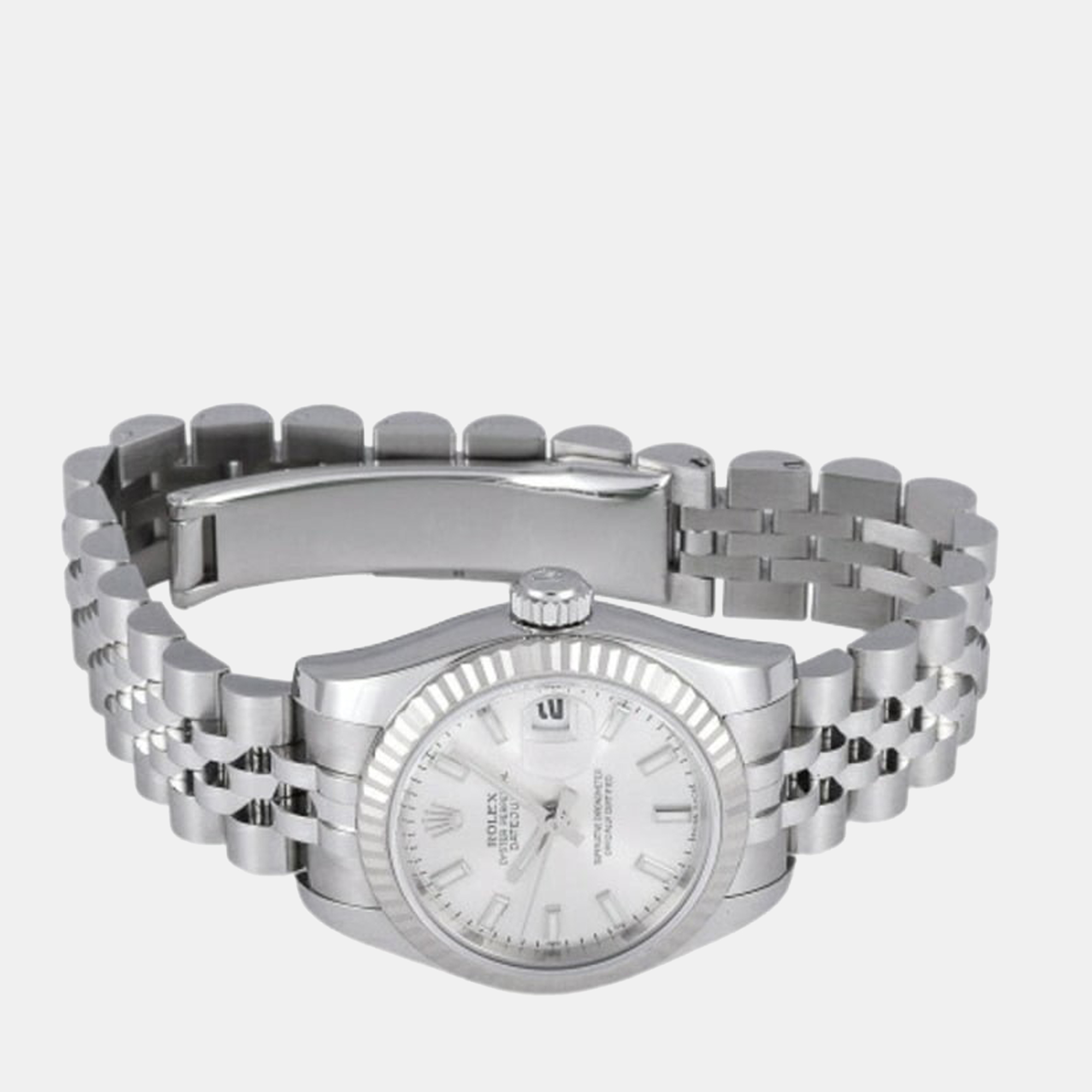 

Rolex Silver 18k White Gold And Stainless Steel Datejust 179174 Automatic Women's Wristwatch 26 mm