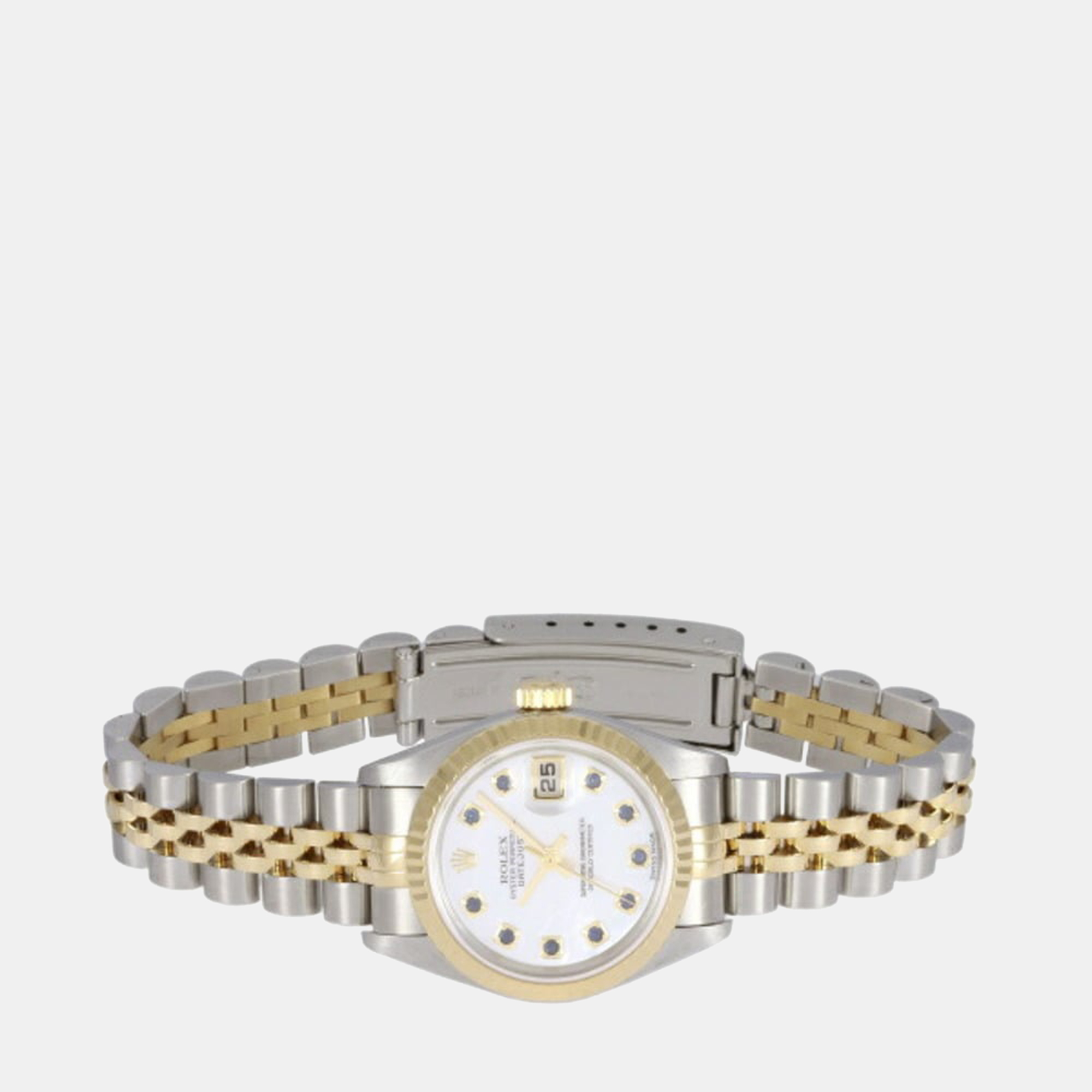 

Rolex White Diamond 18k Yellow Gold And Stainless Steel Datejust 79173 Automatic Women's Wristwatch 26 mm