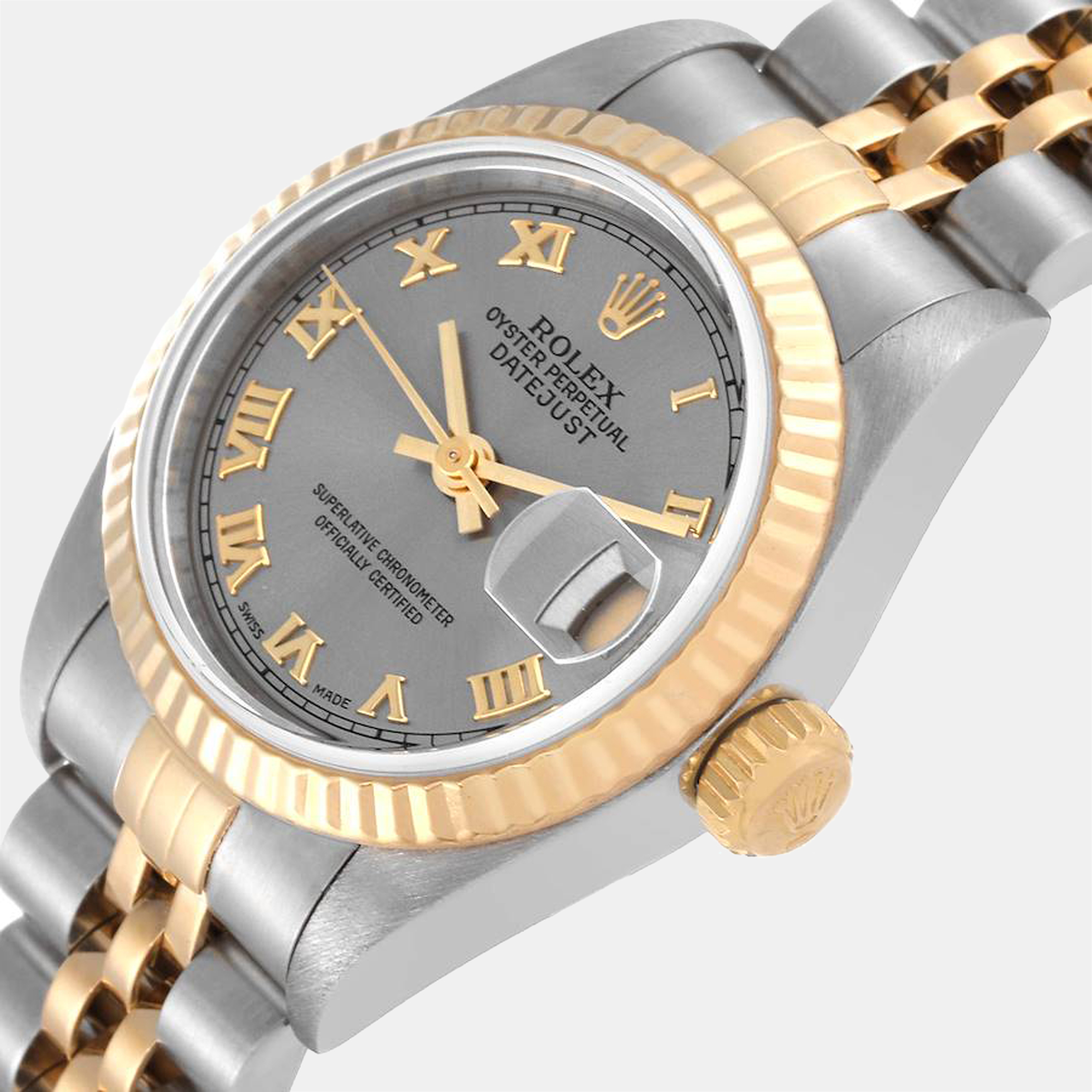 

Rolex Grey 18k Yellow Gold And Stainless Steel Datejust 69173 Automatic Women's Wristwatch 26 mm