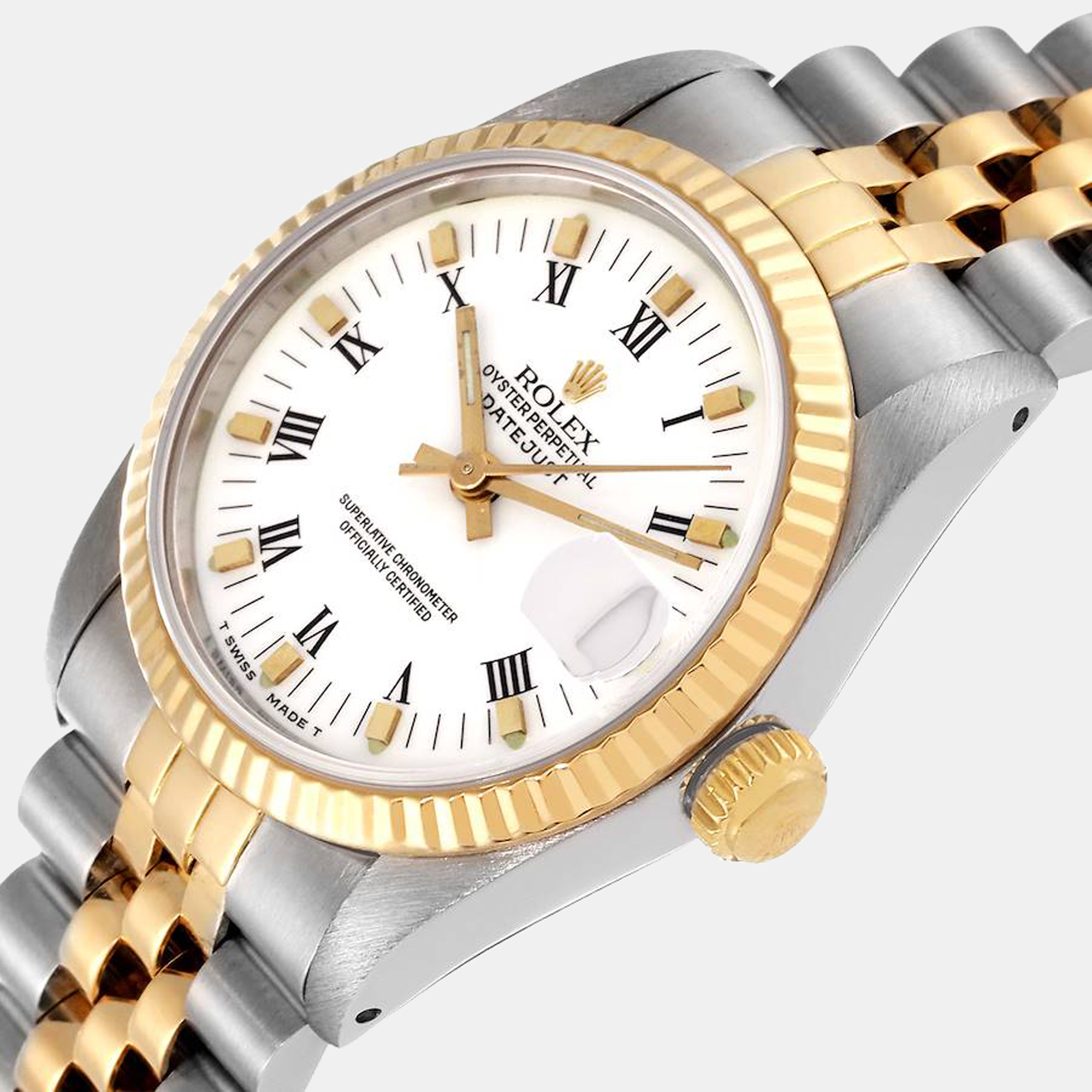 

Rolex White 18K Yellow Gold And Stainless Steel Datejust 68273 Automatic Women's Wristwatch 31 mm