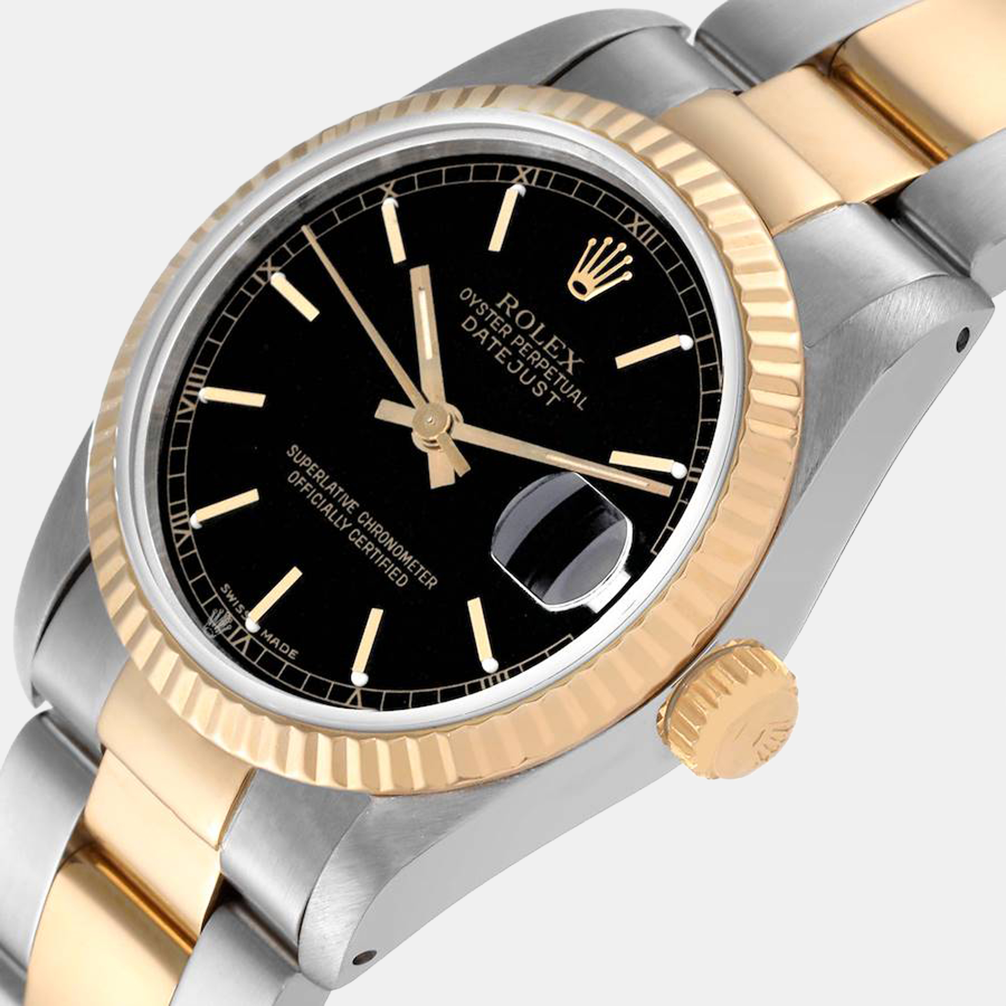 

Rolex Black 18K Yellow Gold And Stainless Steel Datejust 68273 Automatic Women's Wristwatch 31 mm