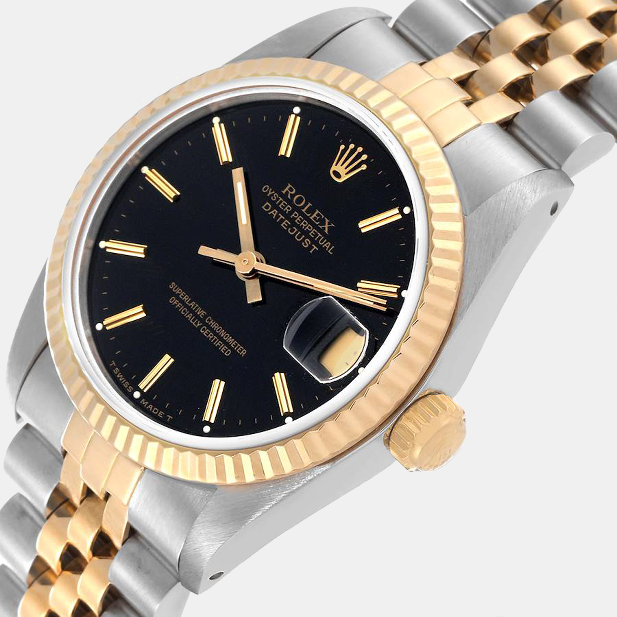 

Rolex Black 18K Yellow Gold And Stainless Steel Datejust 68273 Automatic Women's Wristwatch 31 mm